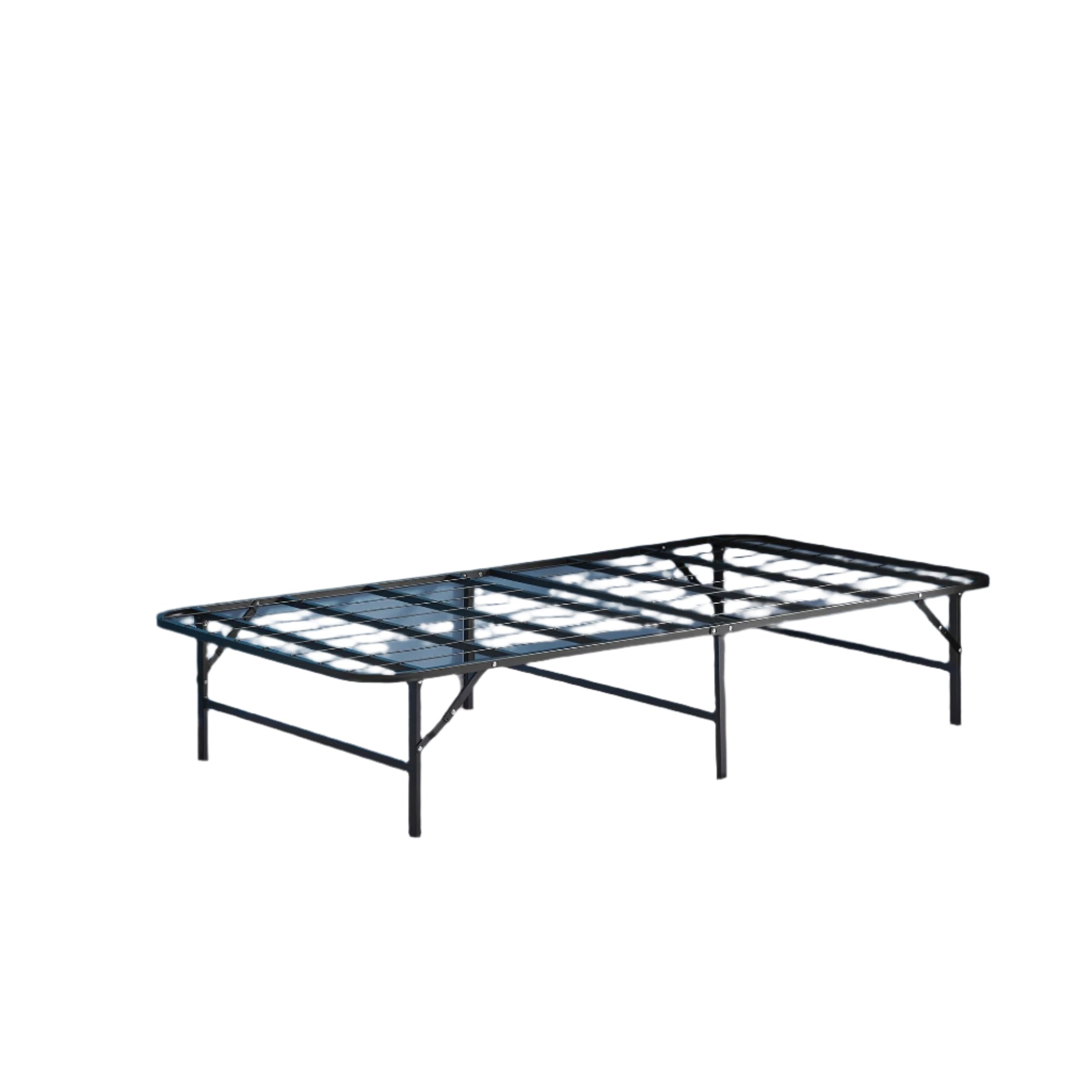 Foldable Twin Metal Bed Frame, 14 Inch High Platform with No Assembly