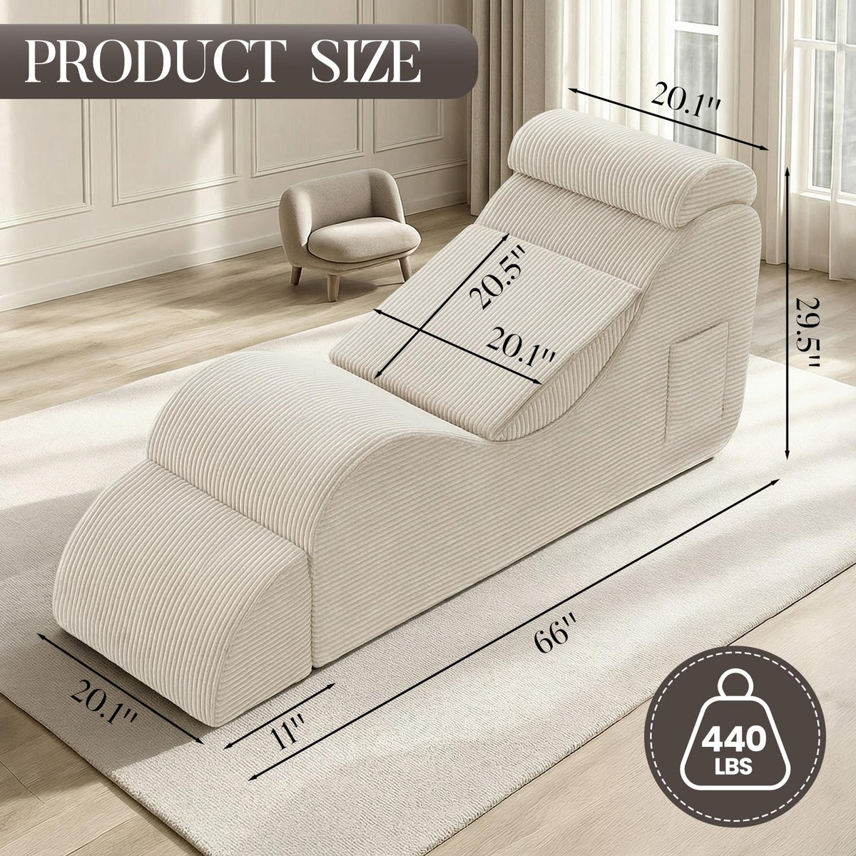 Ergonomic Yoga Lounge Chair with Ottoman & Headrest