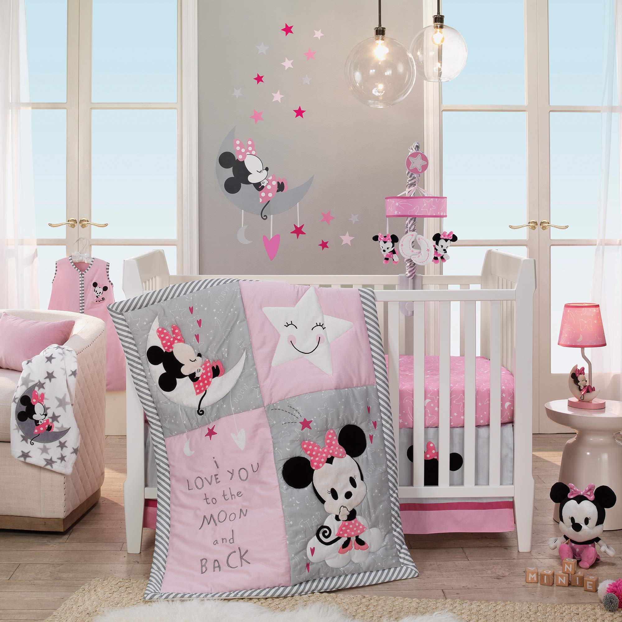 Disney Baby Minnie Mouse 4 Piece Nursery Crib Bedding Set, Pink