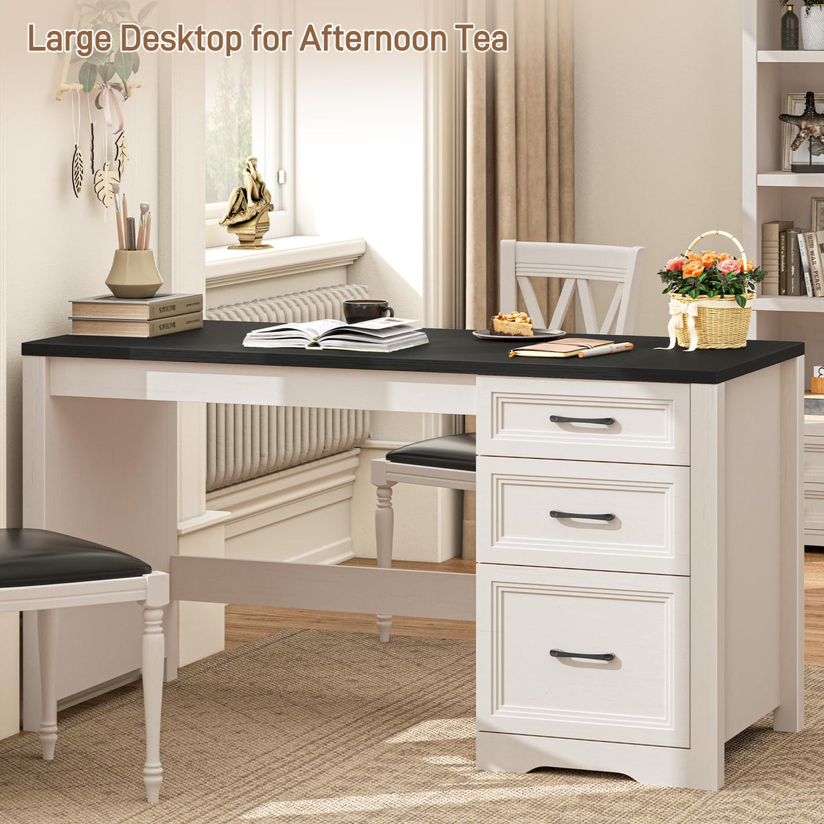 55" Farmhouse Executive Desk with 3 Drawers