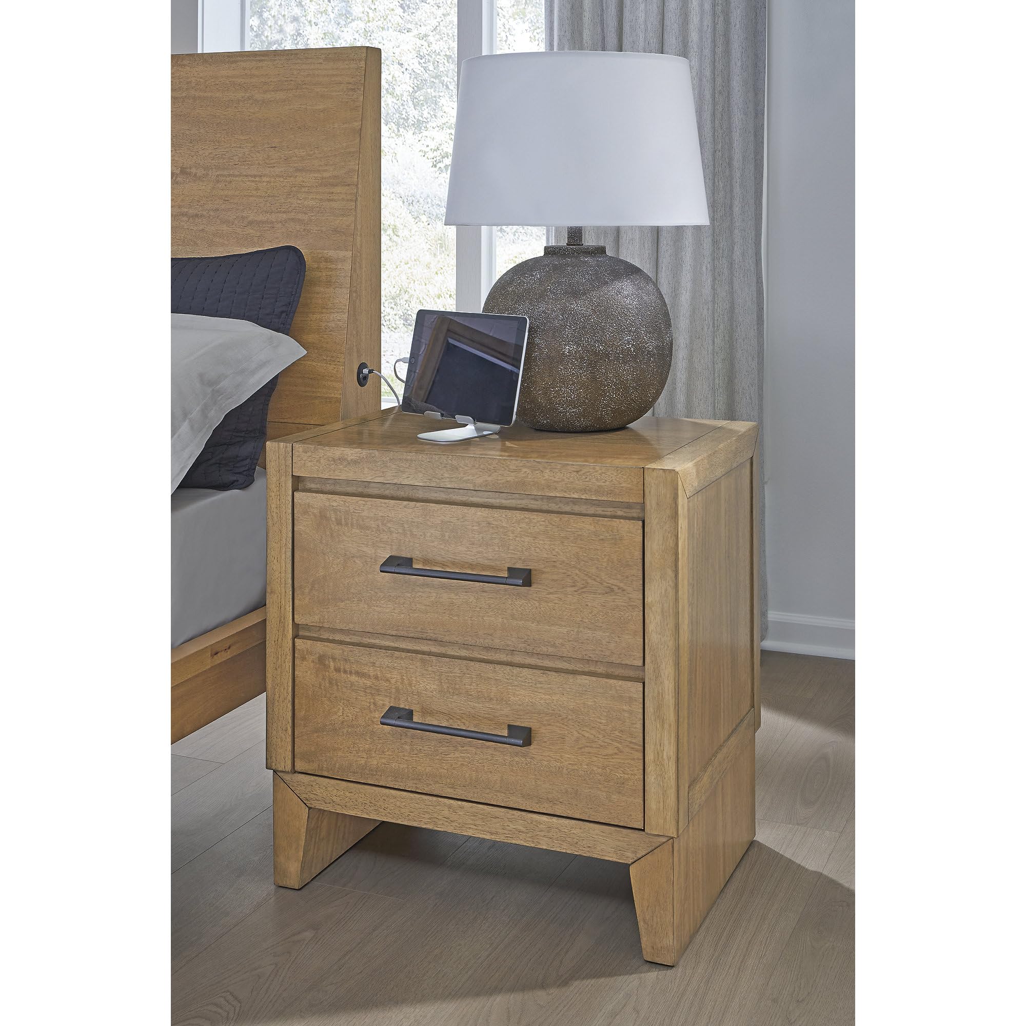 Sherbana Casual 2-Drawer Nightstand, Light Brown
