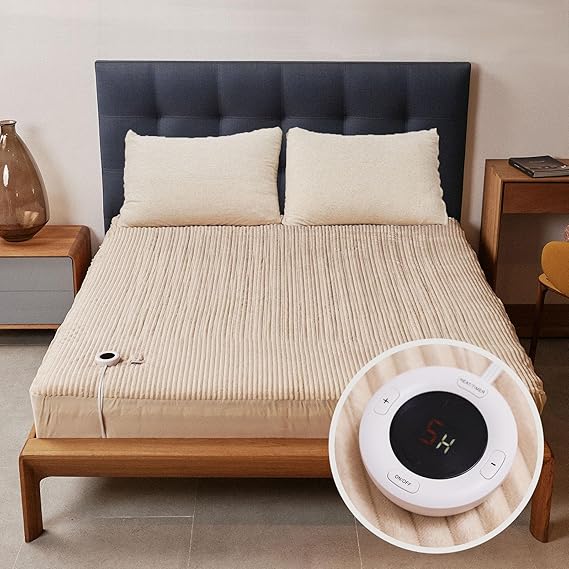 Heated Mattress Pad King Size Dual Control- Electric Mattress Pad 78x80+15 inches 6 Heat
