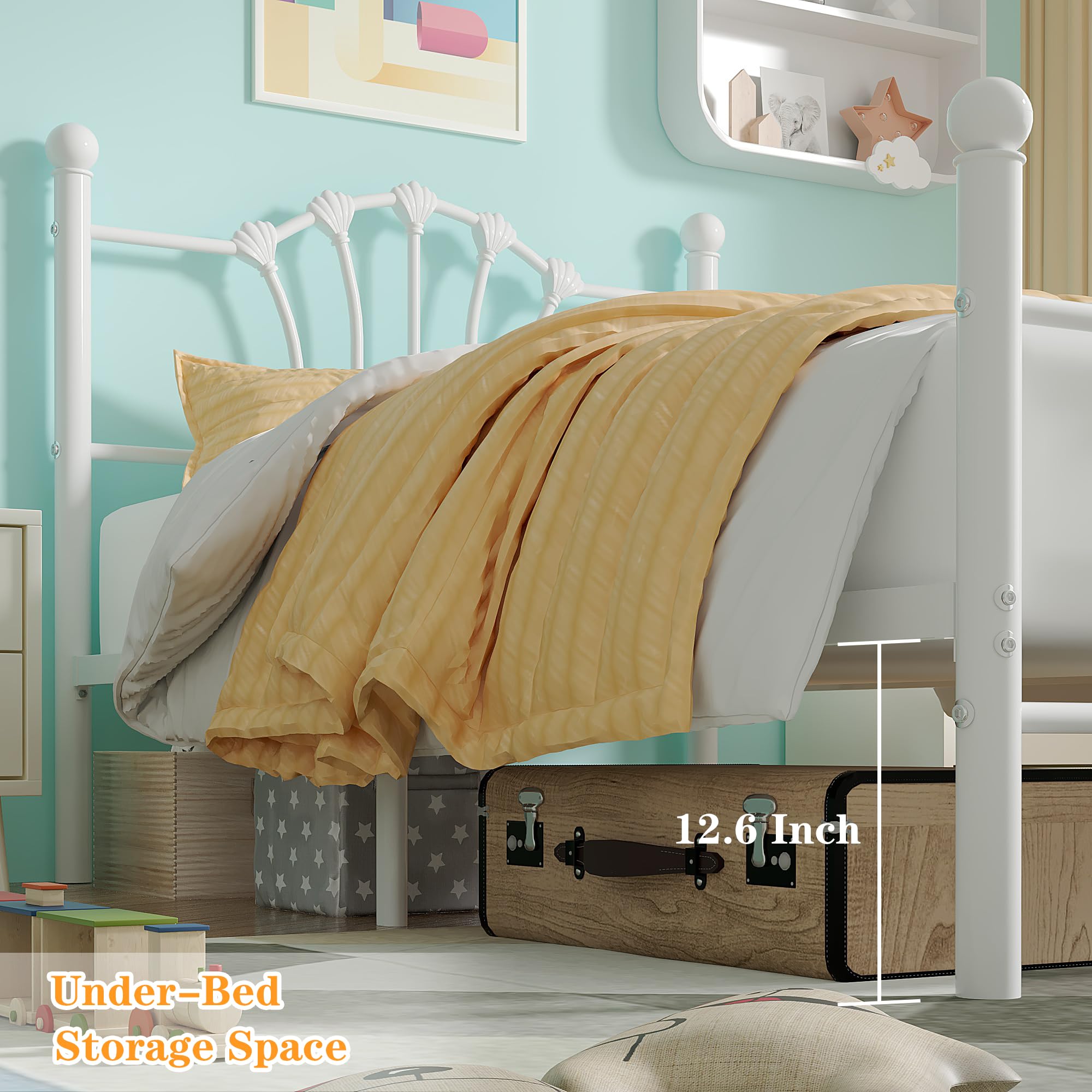 Twin Size Bed Frame with Headboard/Footboard, Mattress