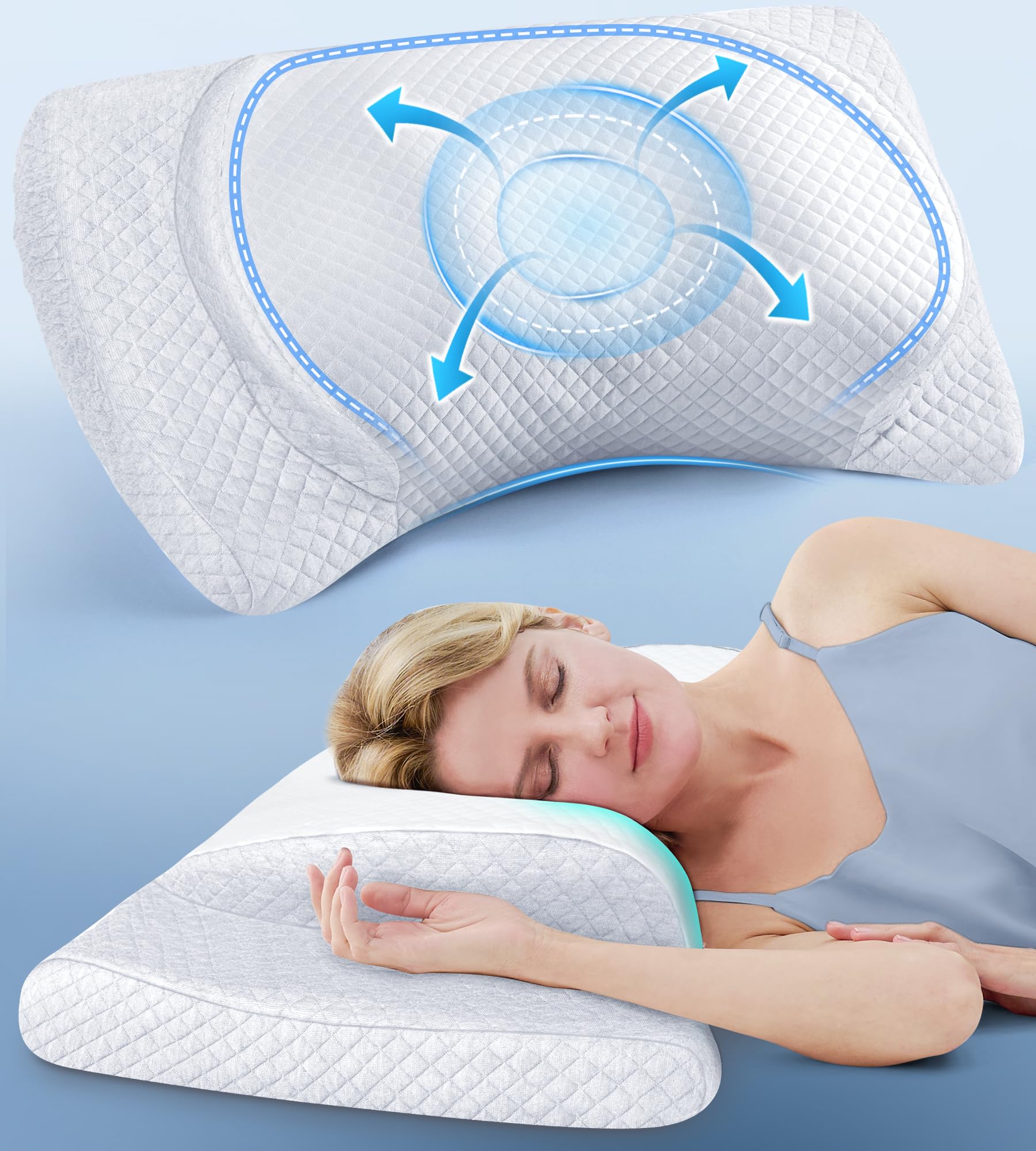Cervical Neck Pillow for Pain Relief, Adjustable Side Sleeper Pillow