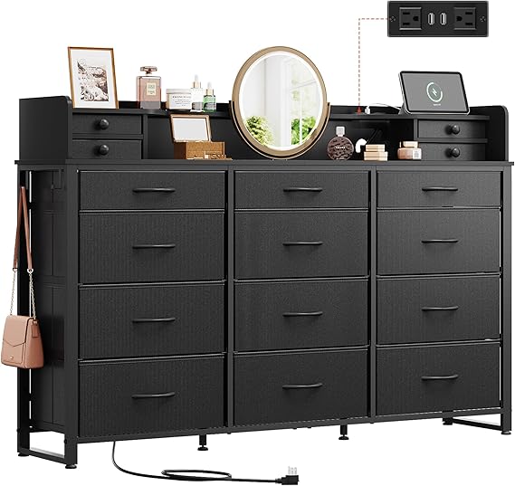 55''W Dresser for Bedroom with Charging Station, Dressers & Chest of Drawers