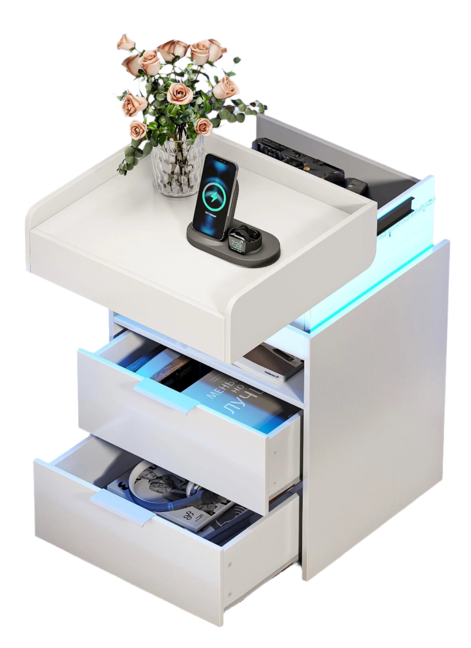 Night Stand with Gun Drawer - Modern Nightstand