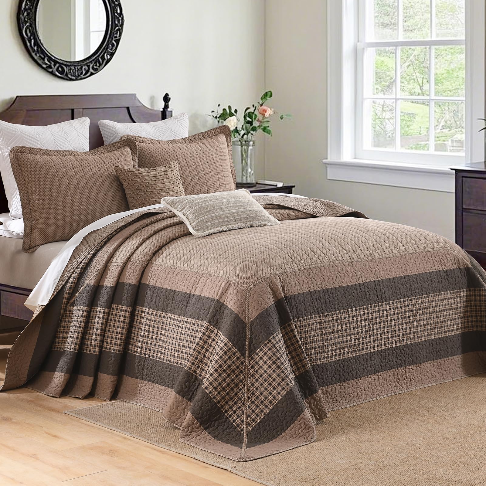Oversized King Bedspread - 128W x120L Extra Wide - 100% Cotton California Quilt