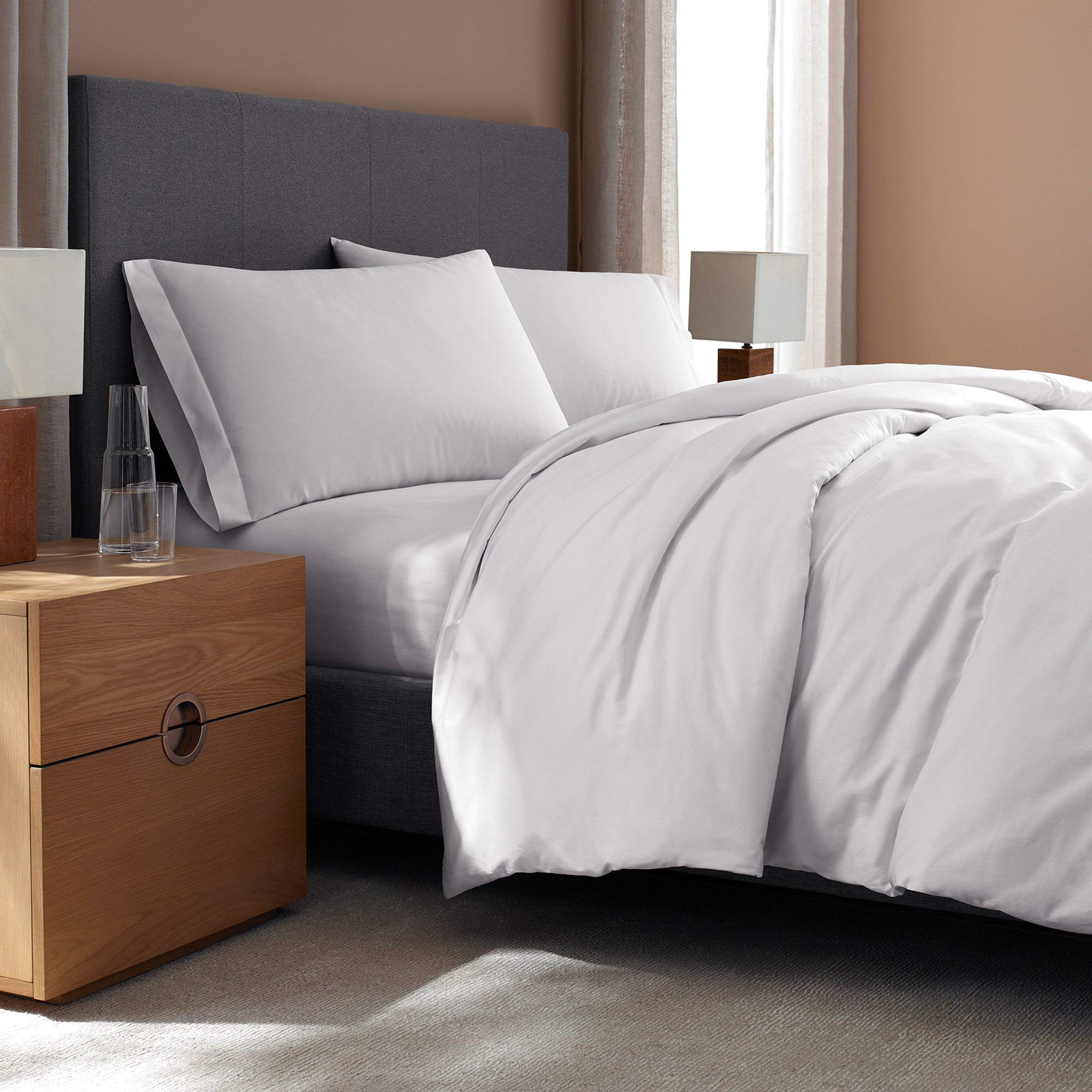 Sateen Standard Bed Bundle (King) - Luxury All-White Bedding Bundle/Includes