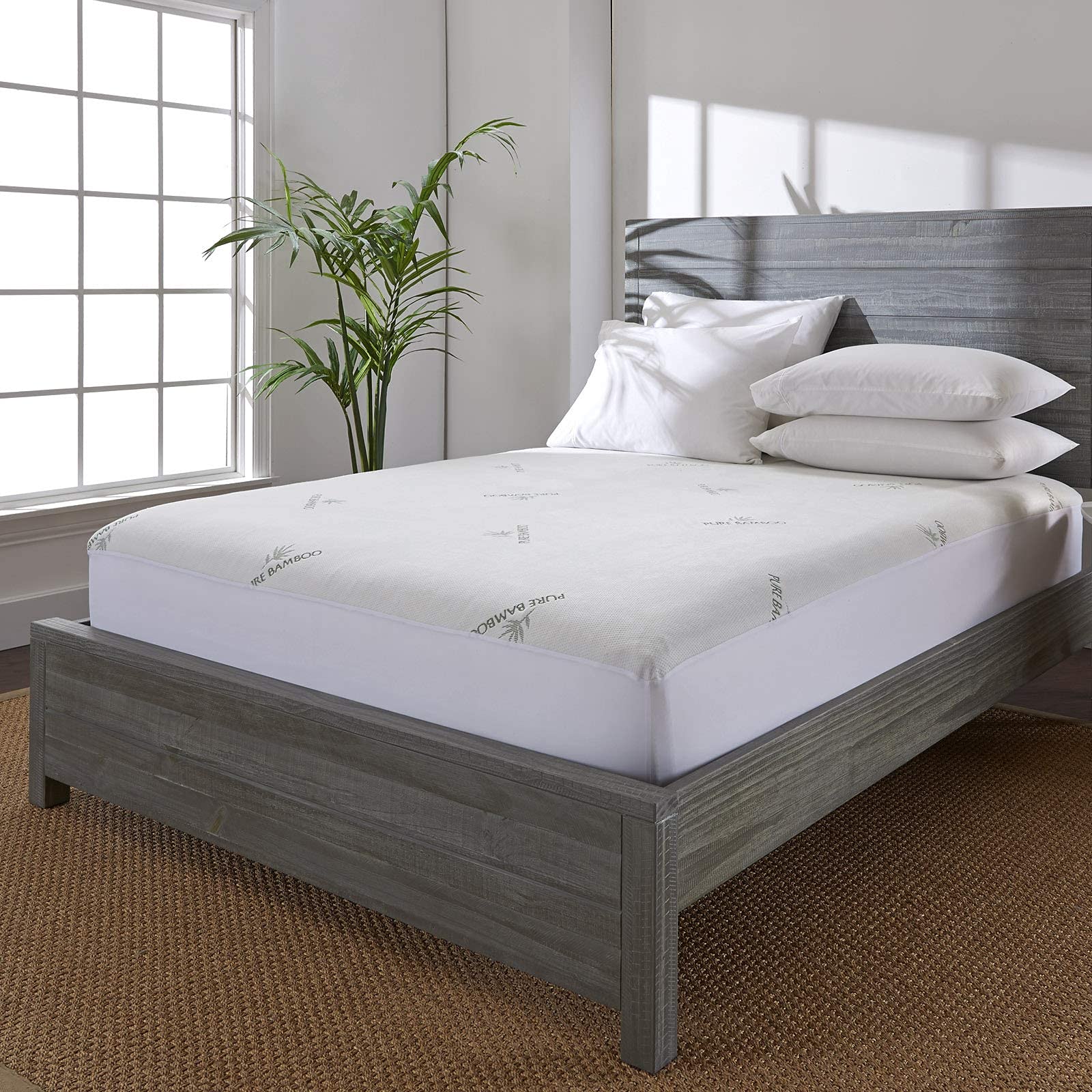 Full Mattress Protector by PURE BAMBOO, Waterproof - Viscose Derived from Bamboo