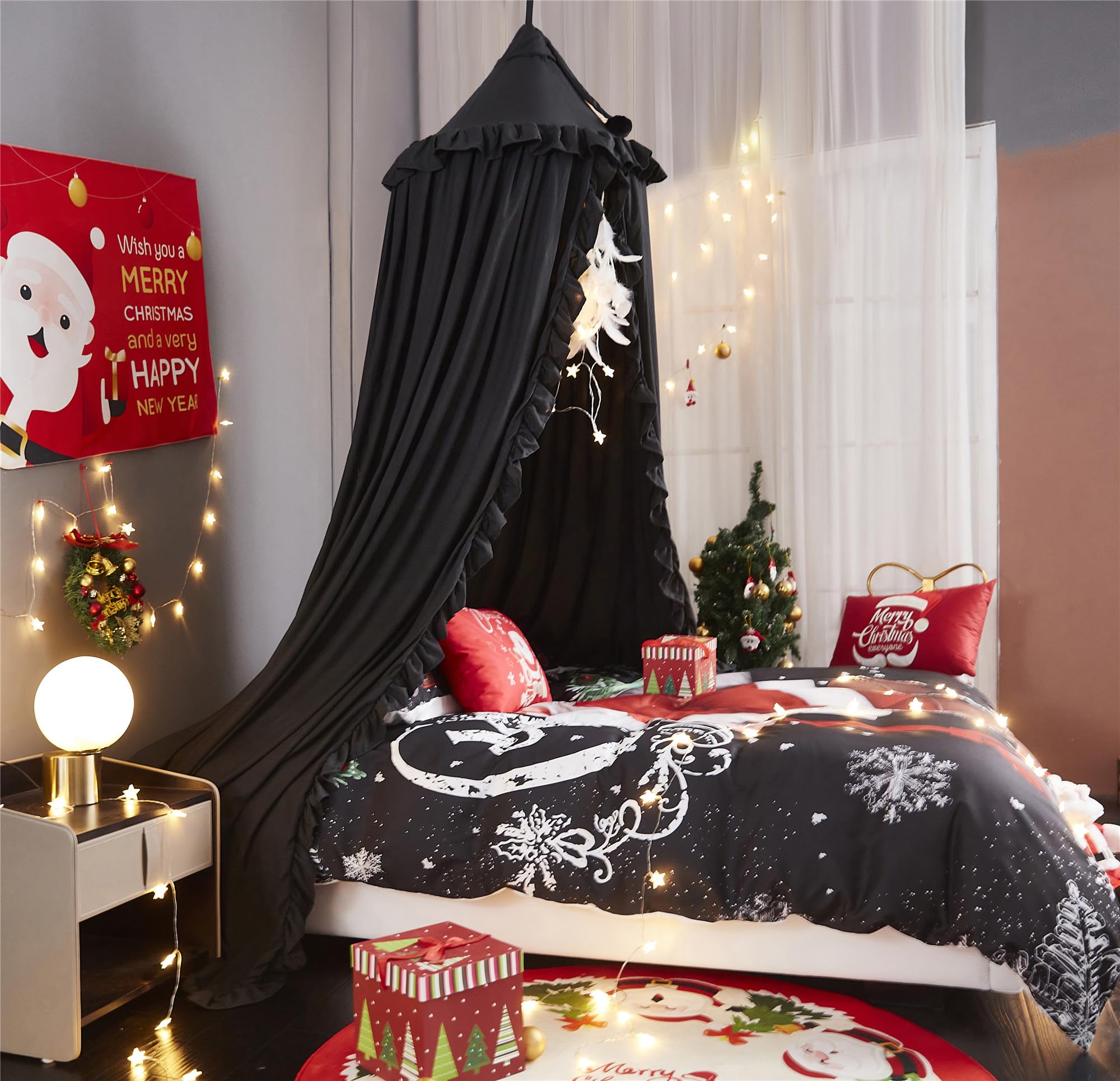 Bed Canopy for Girls Kids,Princess Round Dome Children Dreamy Mosquito Net