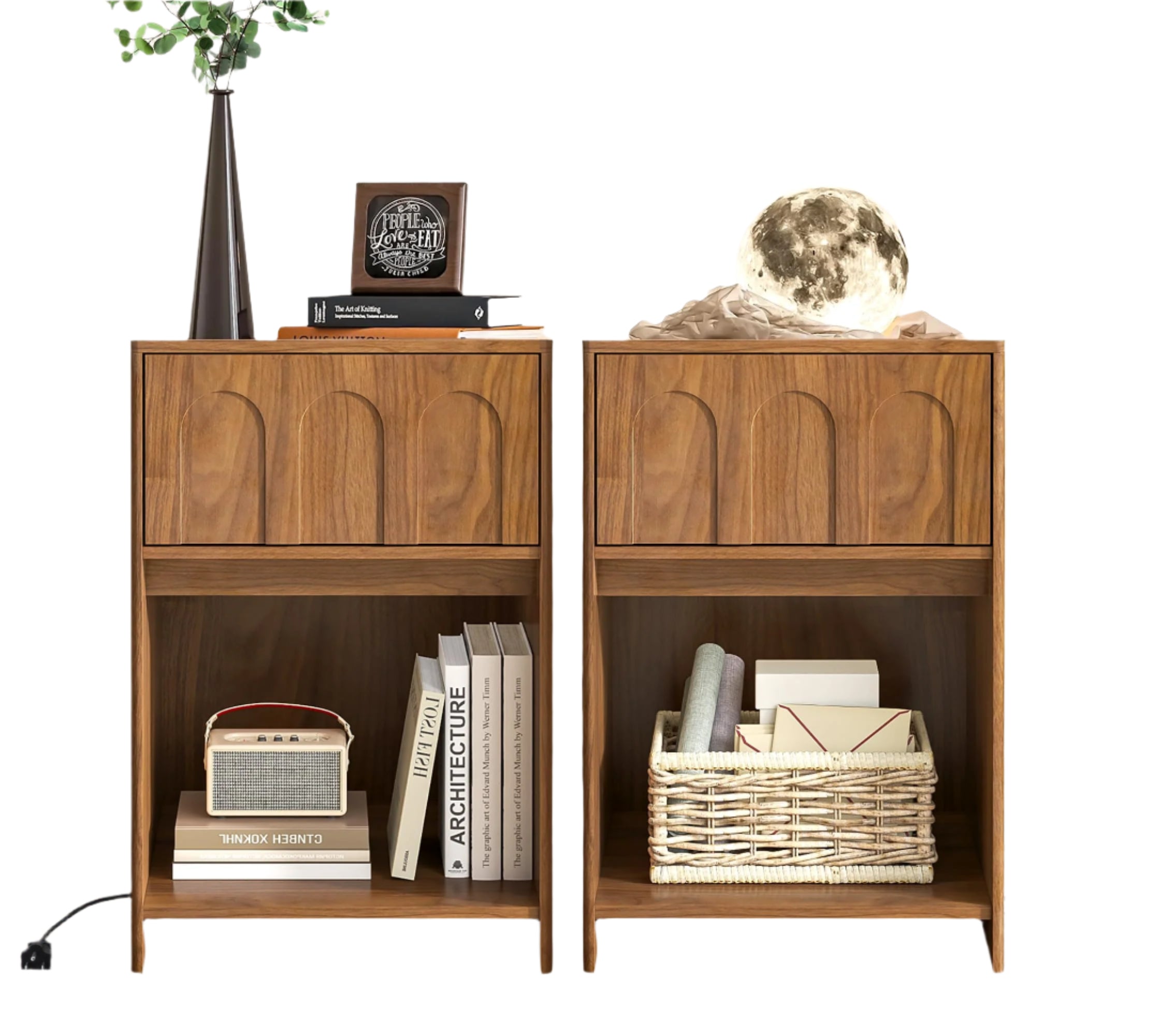 Nightstands Set of 2, 15.74'' Wide Night Stand with Drawer and Open Storage