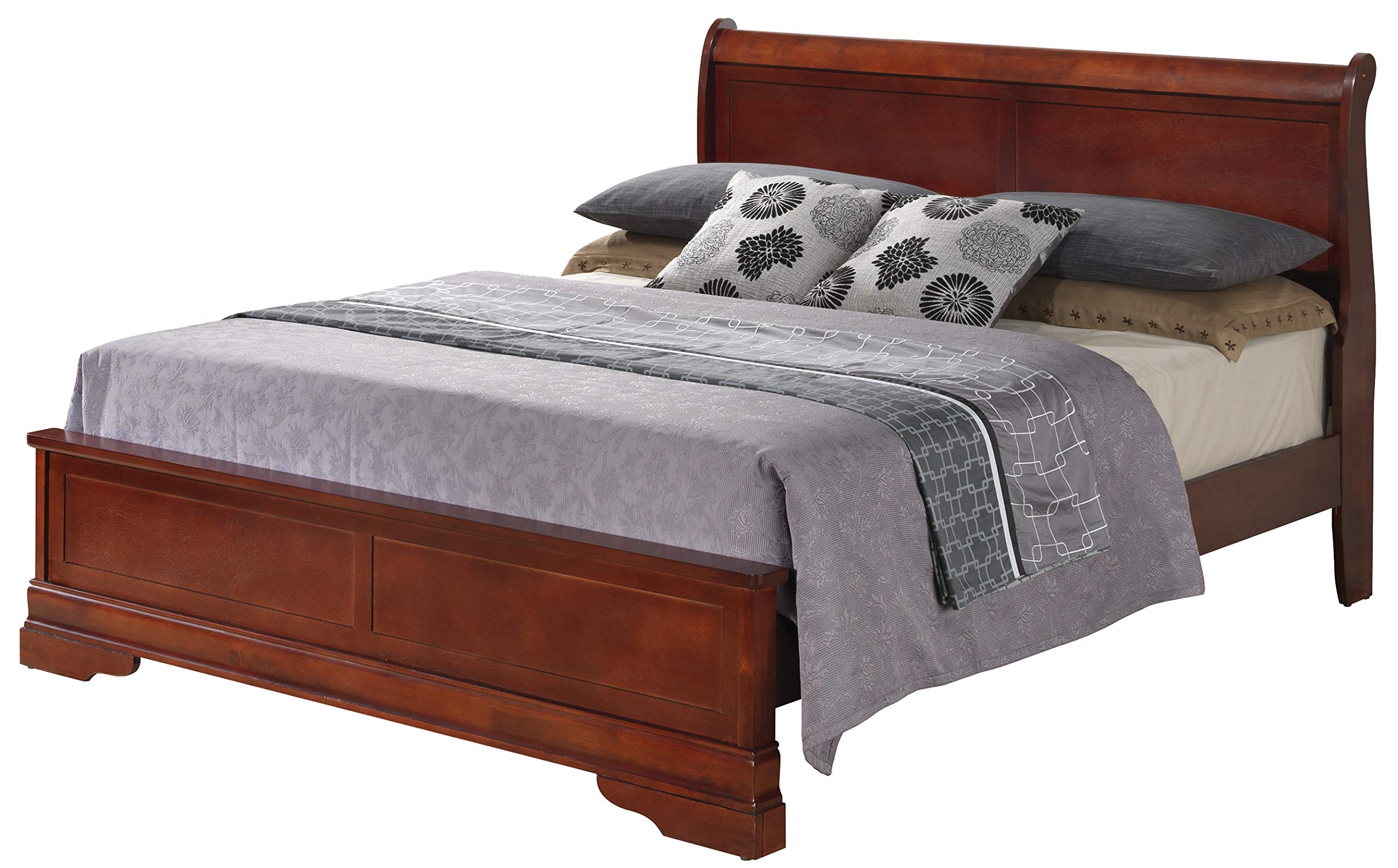 Glory Furniture Louis Philippe G3100E-QB3 Queen Bed in Cherry Finish, Panel Sleigh
