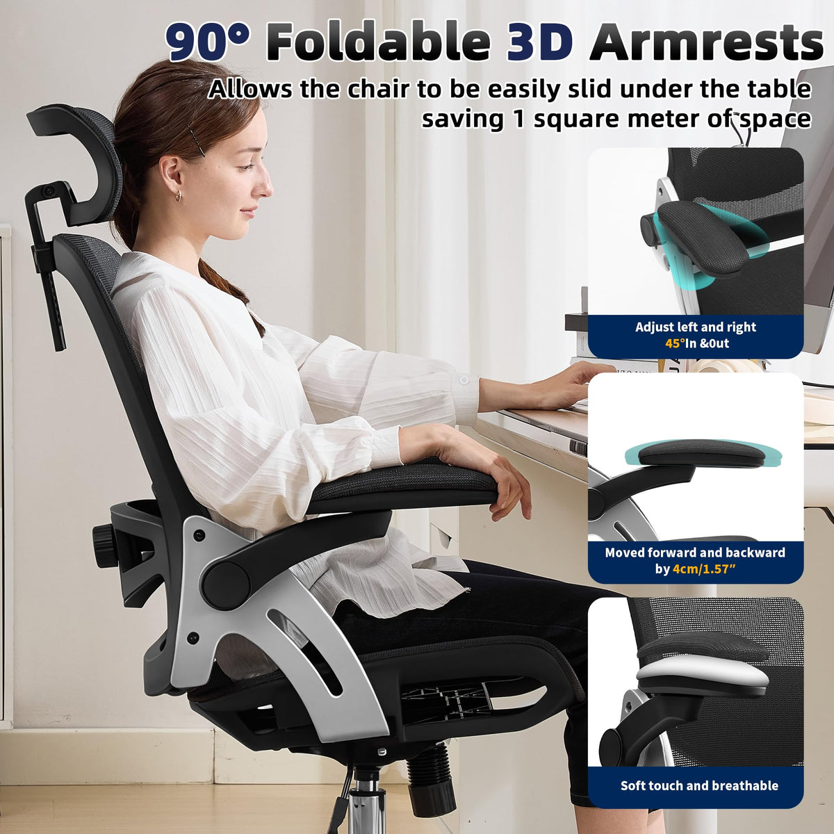 Mesh Ergonomic Office Chair with 3D Armrests