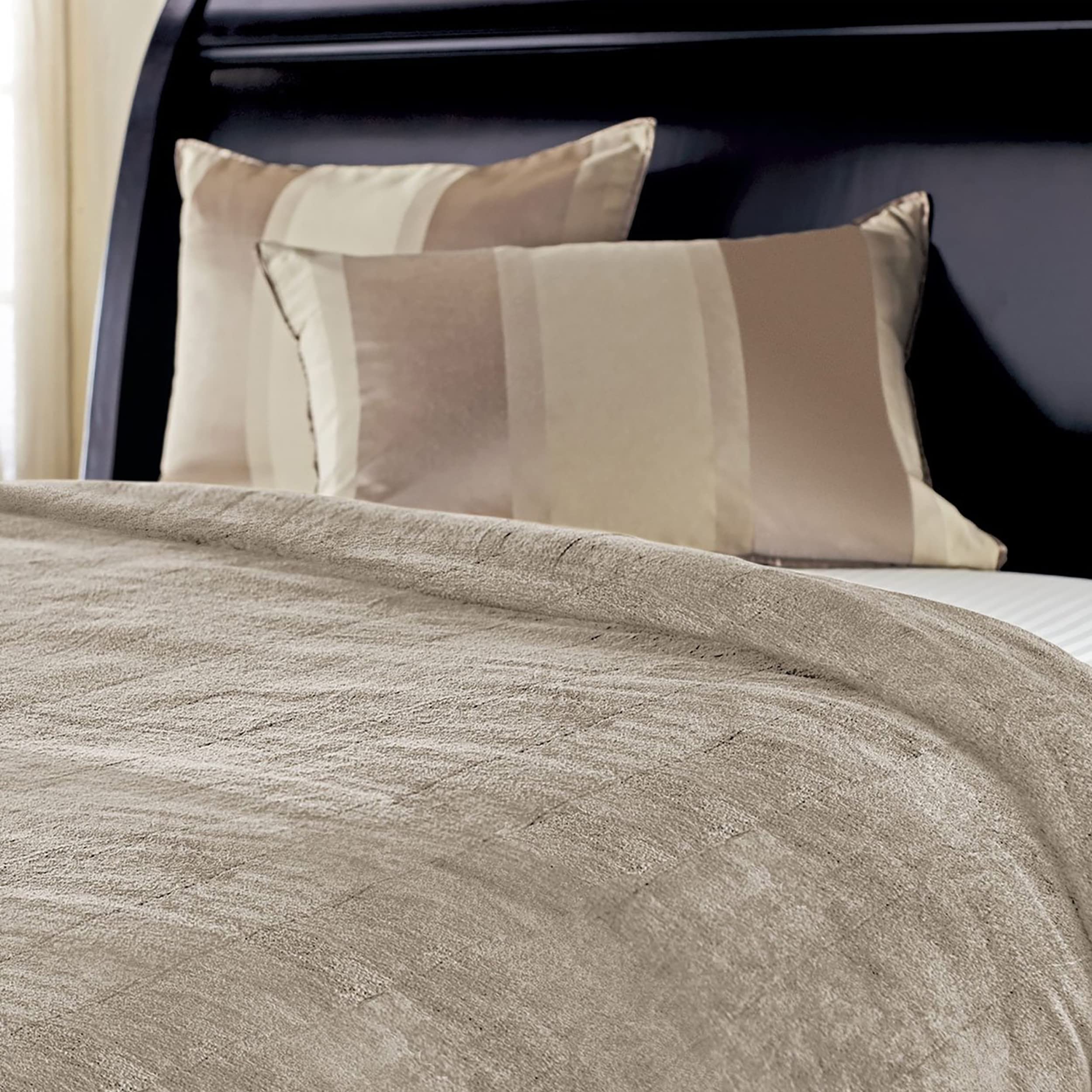 Size Electric Microplush Heated Blanket in Mushroom