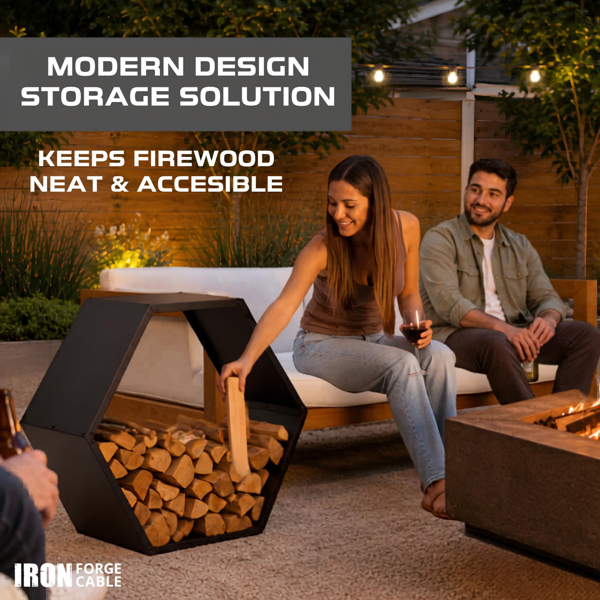 Firewood Rack with Cover – Powder-Coated Steel, Indoor & Outdoor Log Holder