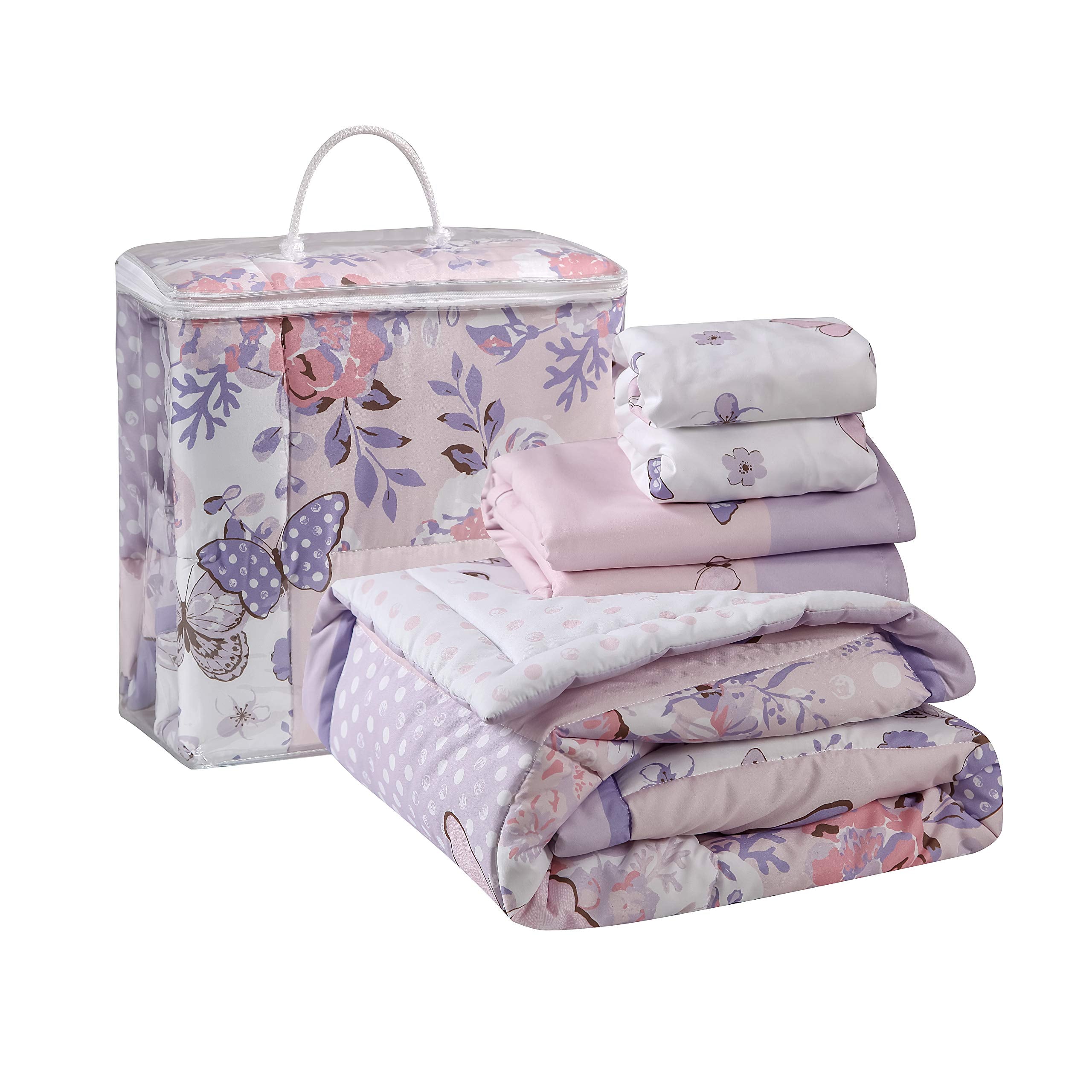3-Piece Purple Butterfly Baby Crib Bedding Set for Girls