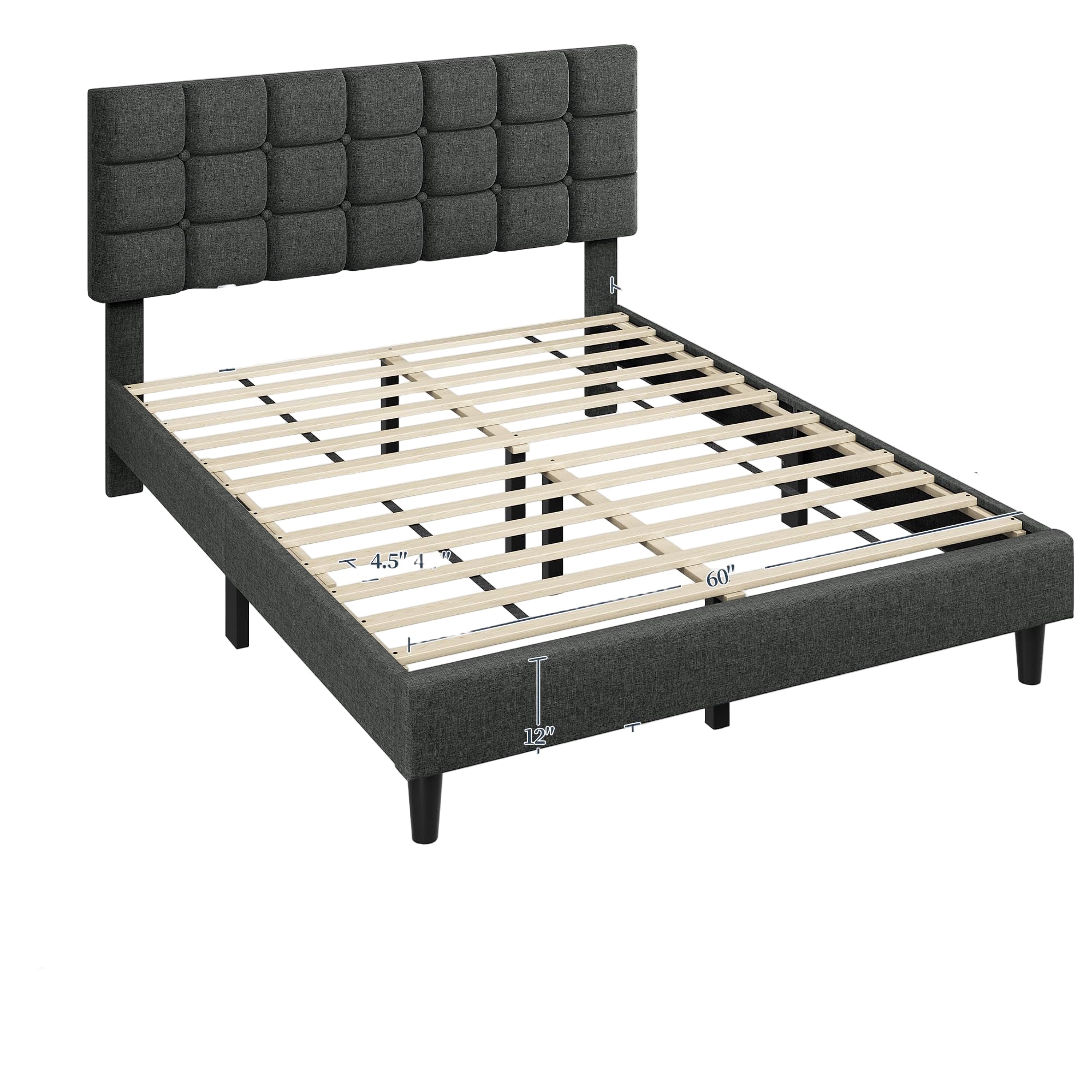 Upholstered Bed Frame, Modern Queen Bed Platform