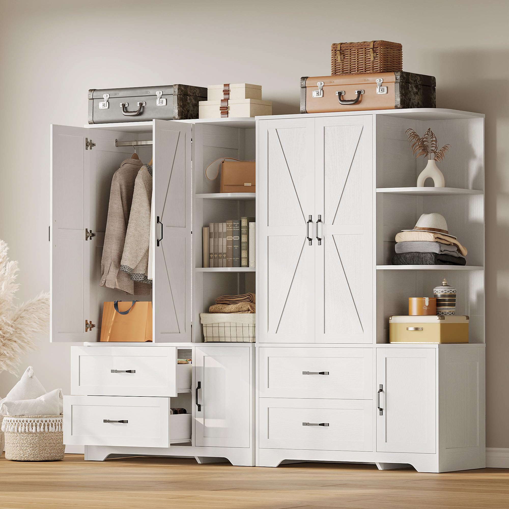 Armoire Wardrobe Closet 70" H, Bedroom Wooden Wardrobe