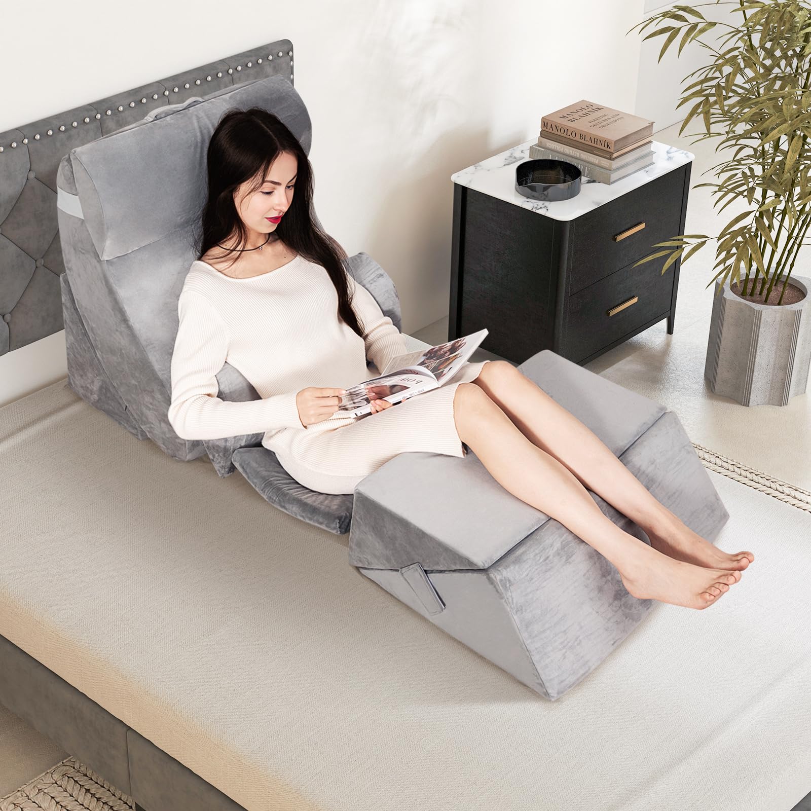 7 PCS Orthopedic Bed Wedge Pillow Set, Adjustable Memory Foam Body Pillows