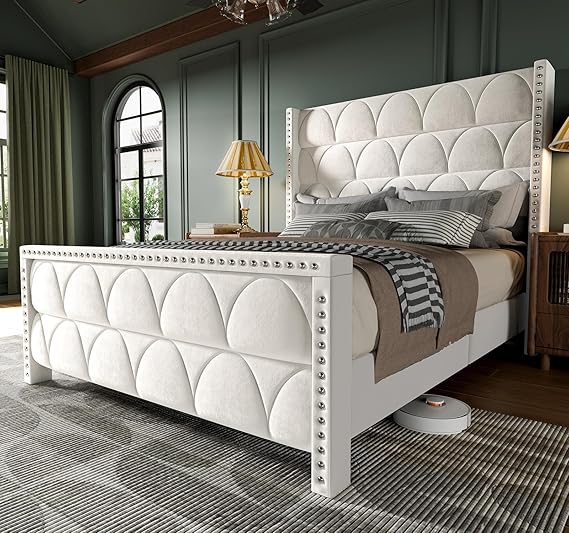 Queen Size Bed Frame with 56" Headboard - 1000LBS Capacity Support