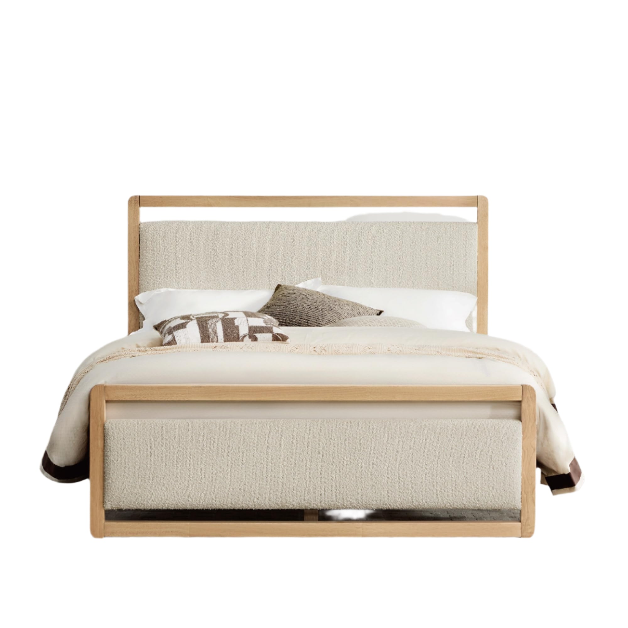 Wood Bed Frame with Headboard and Footboard, Mattress Foundation