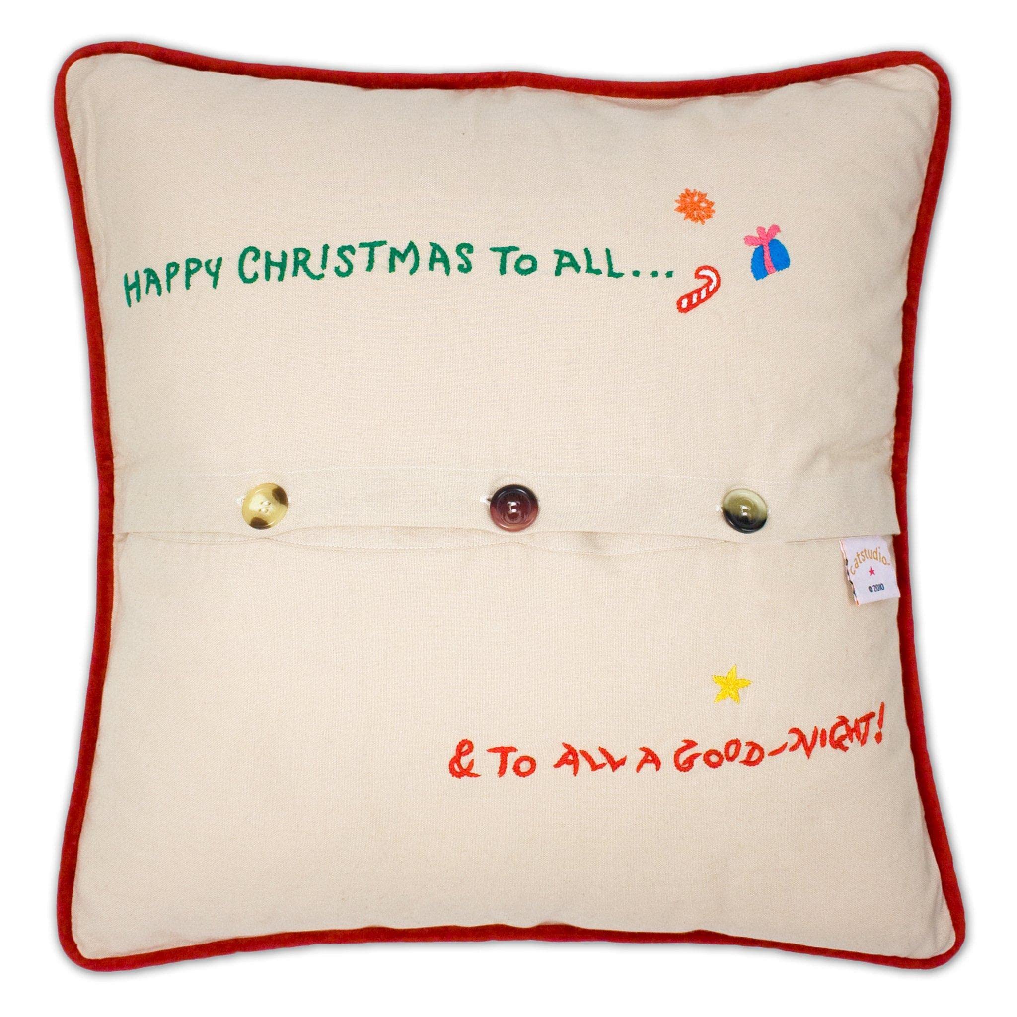 Night Before Christmas Embroidered Pillow, Winter Holiday Decorative