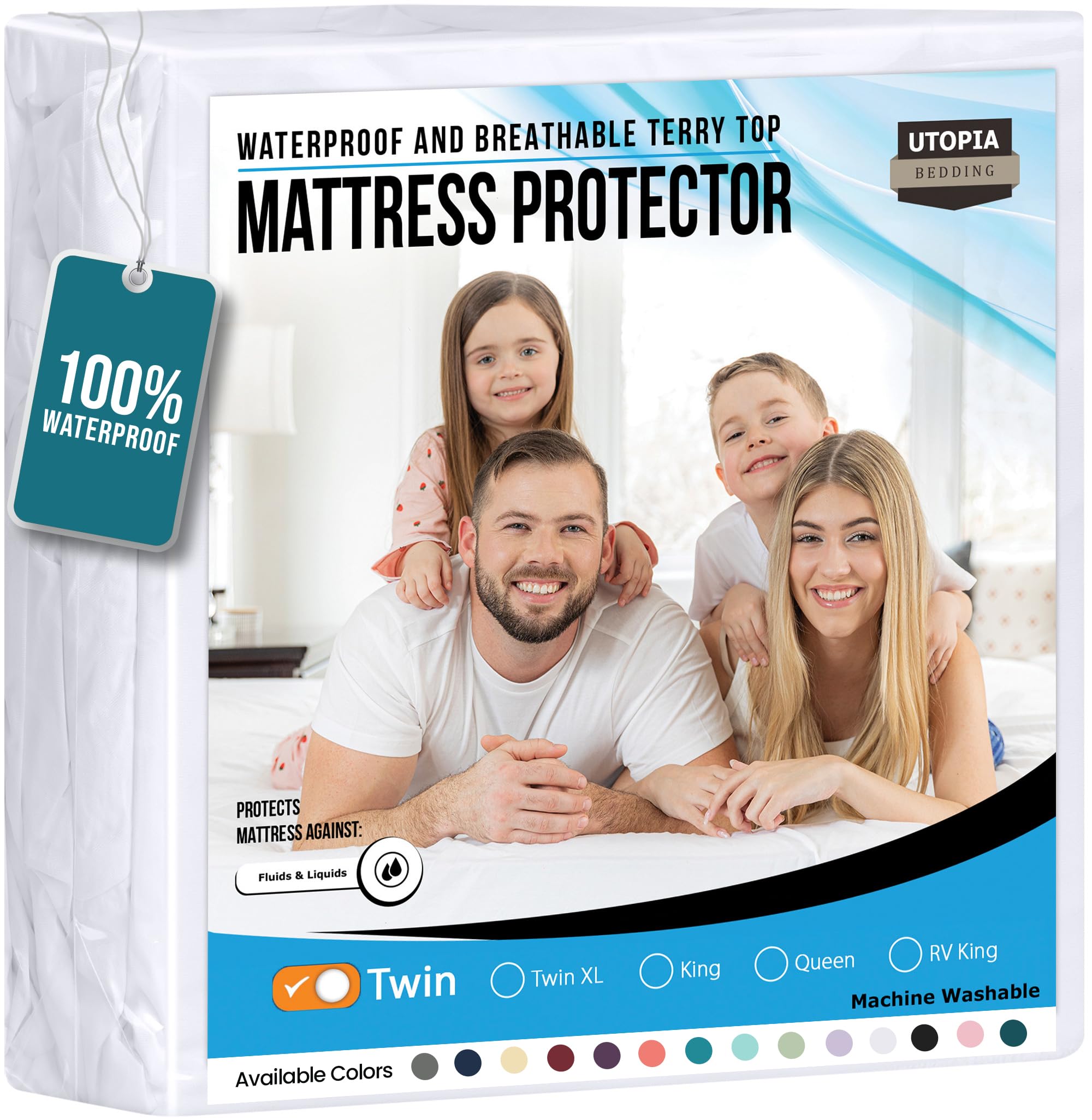 Waterproof Mattress Protector Twin Size, Premium Terry Mattress Cover 200 GSM