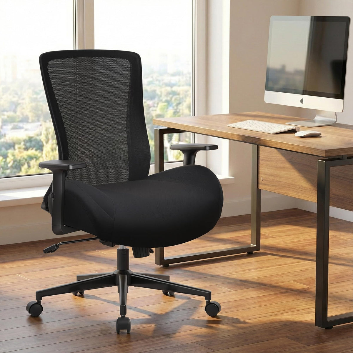 Big & Tall Ergonomic Mesh Office Chair – 400 lbs, 5.5" Cushion, Stepless Recline