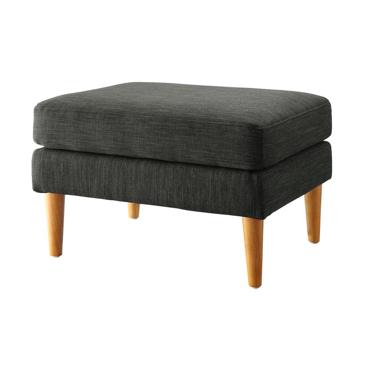 Mid-Century Upholstered Ottoman with Wood Legs