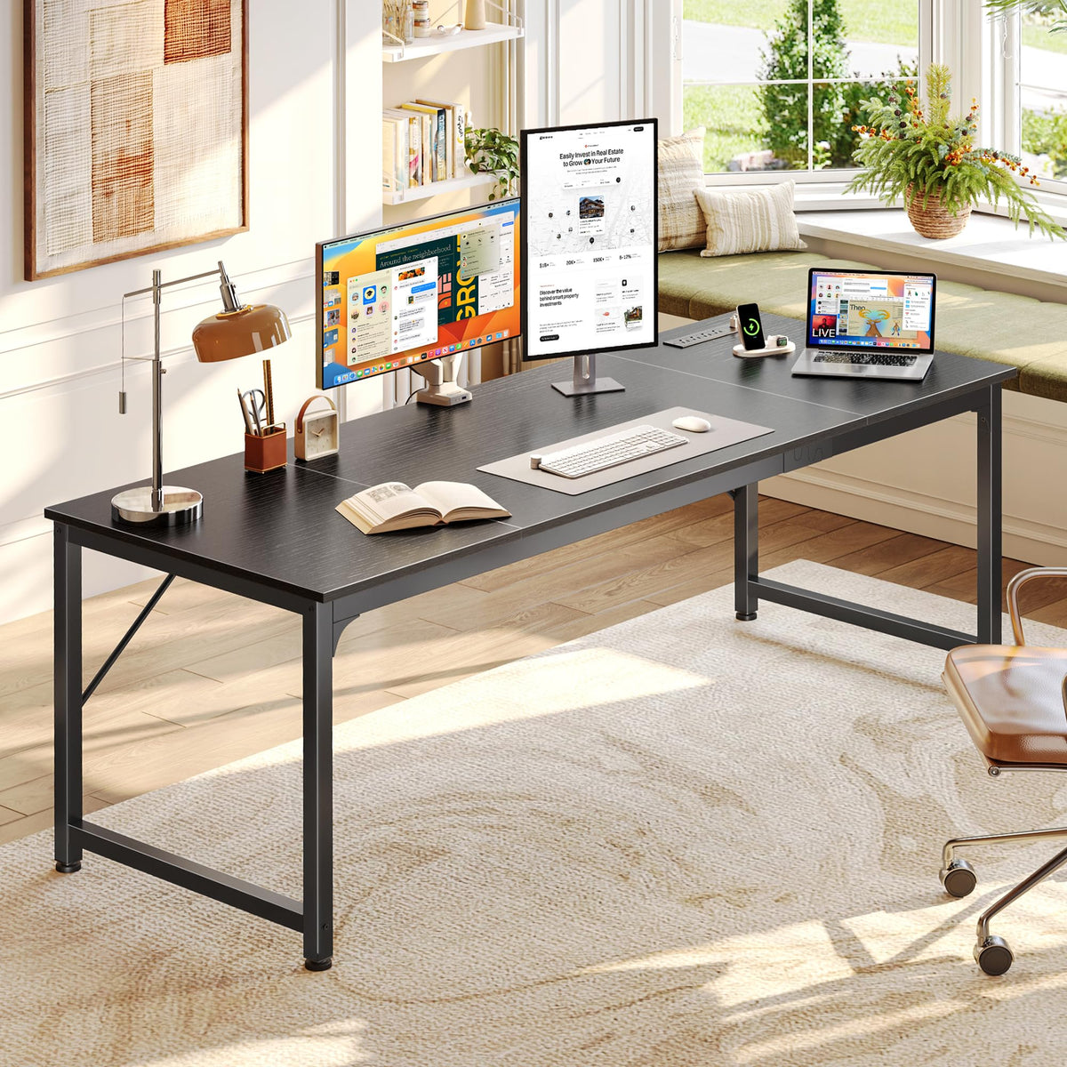71" Computer Desk with Power Outlets, USB & USB-C
