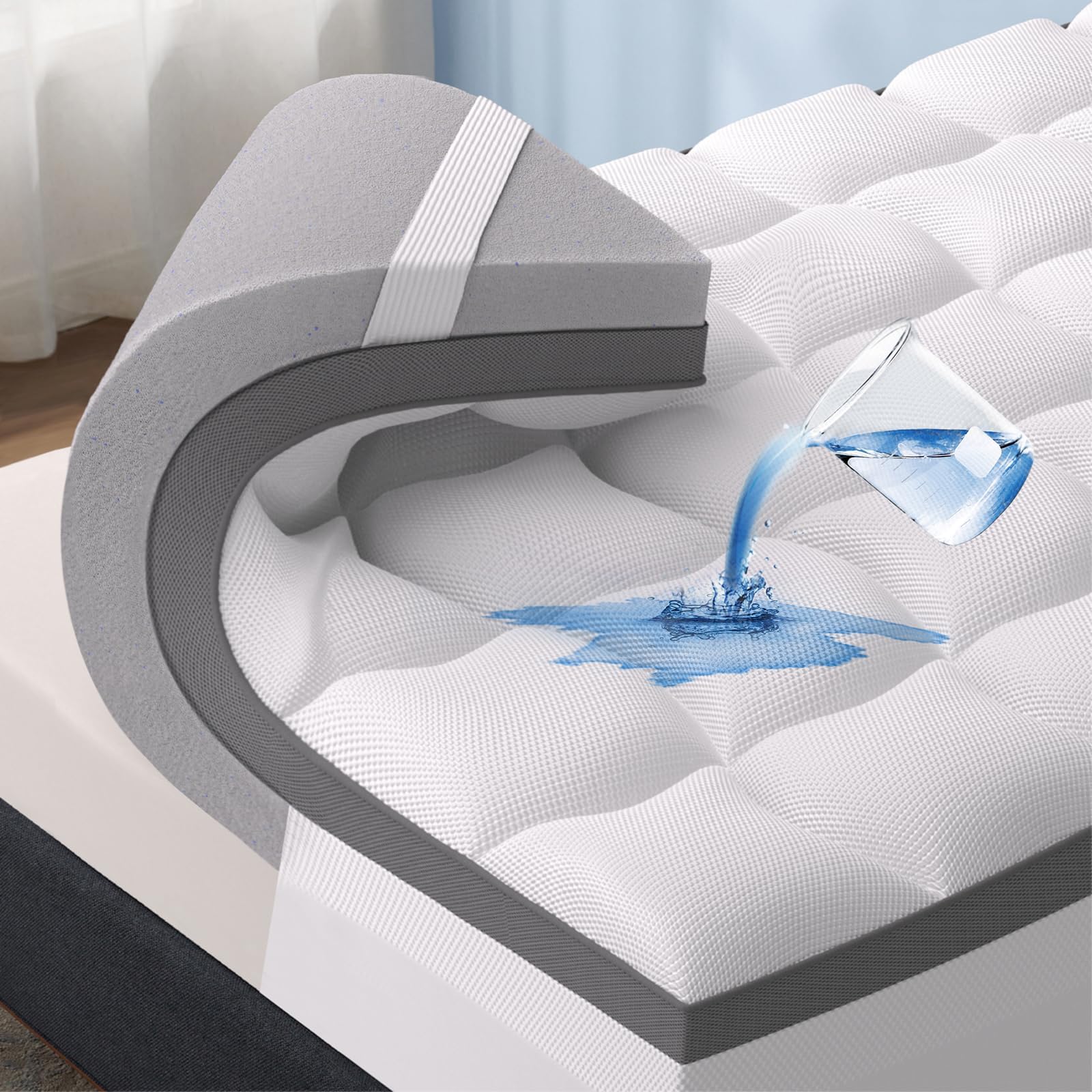 4 Inch King Size Mattress Topper, Dual Layer 2.5 Inch Gel Memory Foam