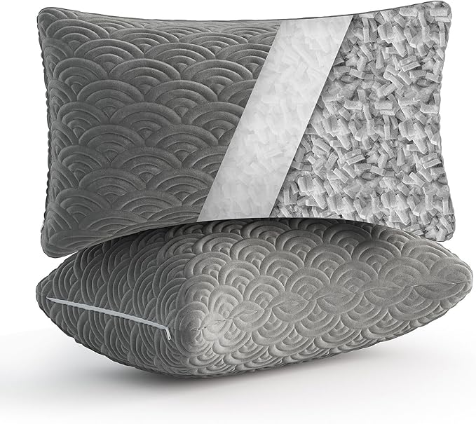 Memory Foam Pillows Queen Size Set of 2 Adjustable Cool Pillow for Side Back Stomach