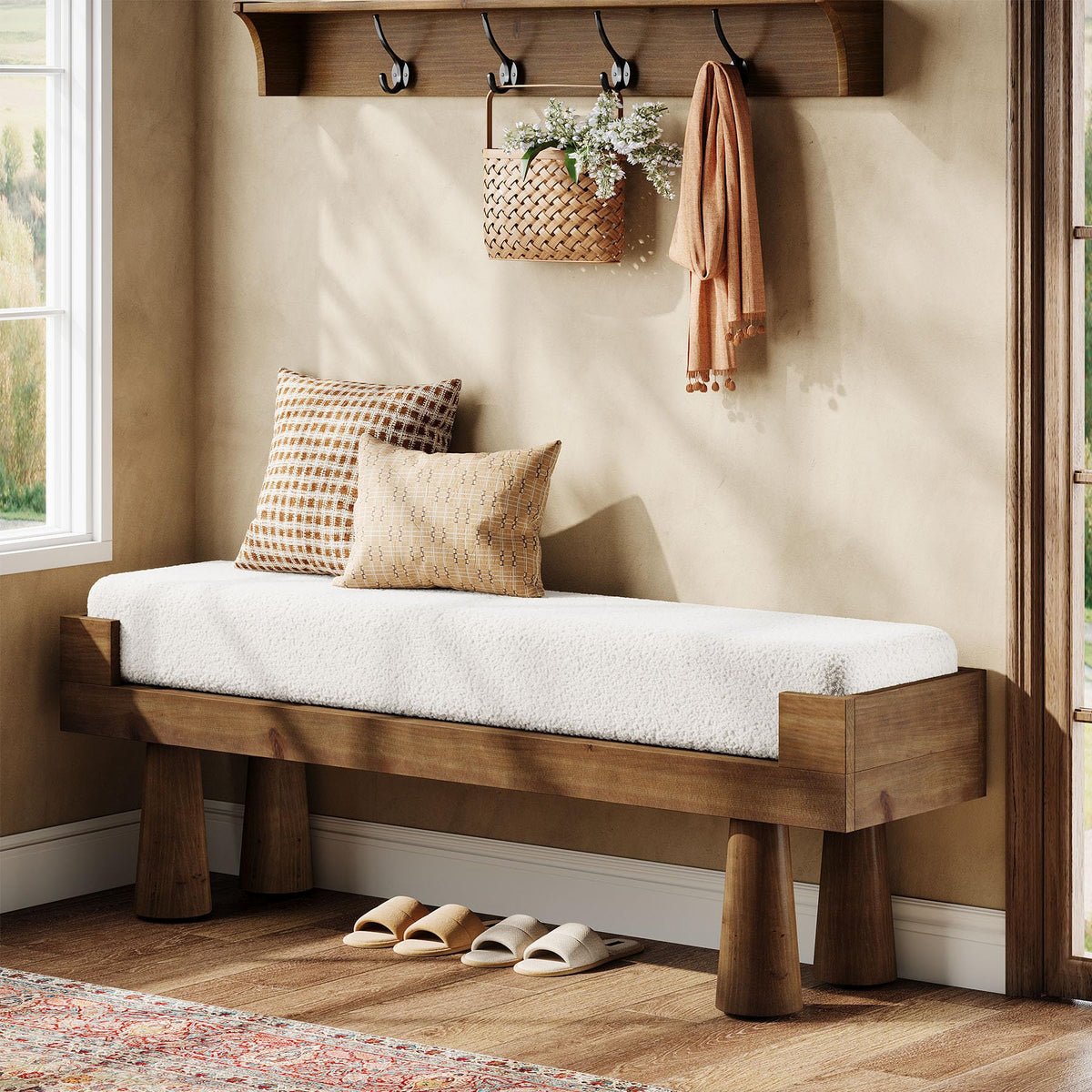 Upholstered Entryway Bench with Padded Seat