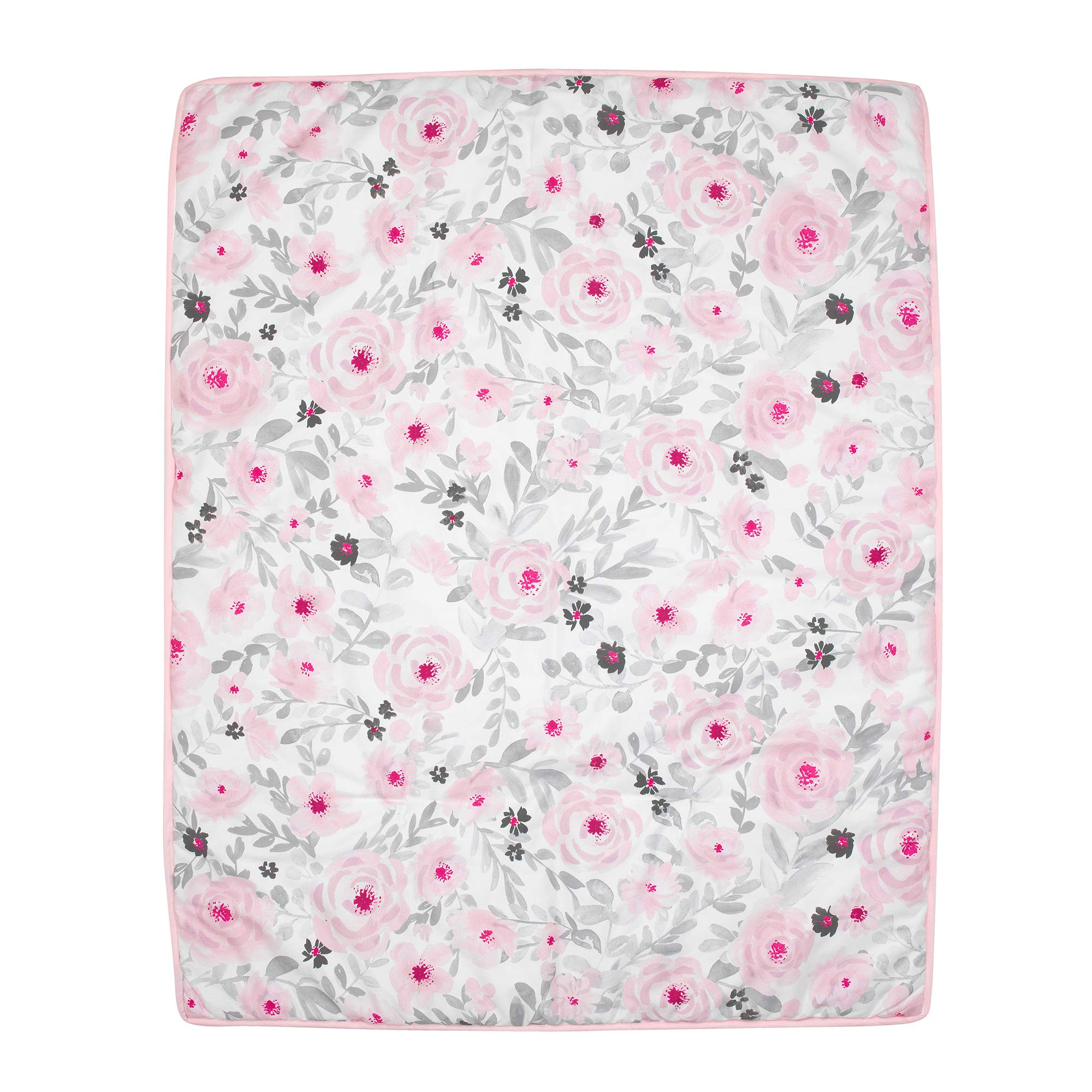 Blossom Pink Watercolor Floral 3-Piece Baby Crib Bedding Set
