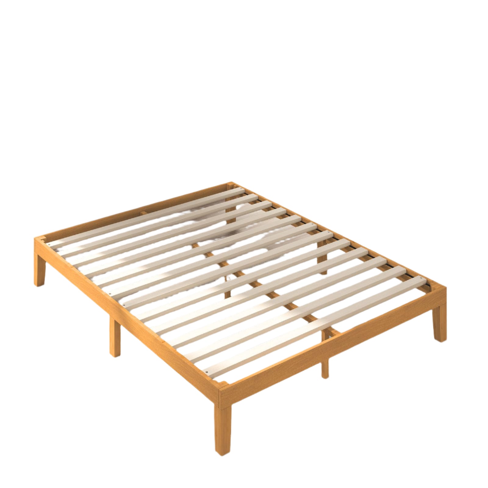 Solid Wood Bed Frame, Full Size Bed Base with Wood Slat Support, Sturdy