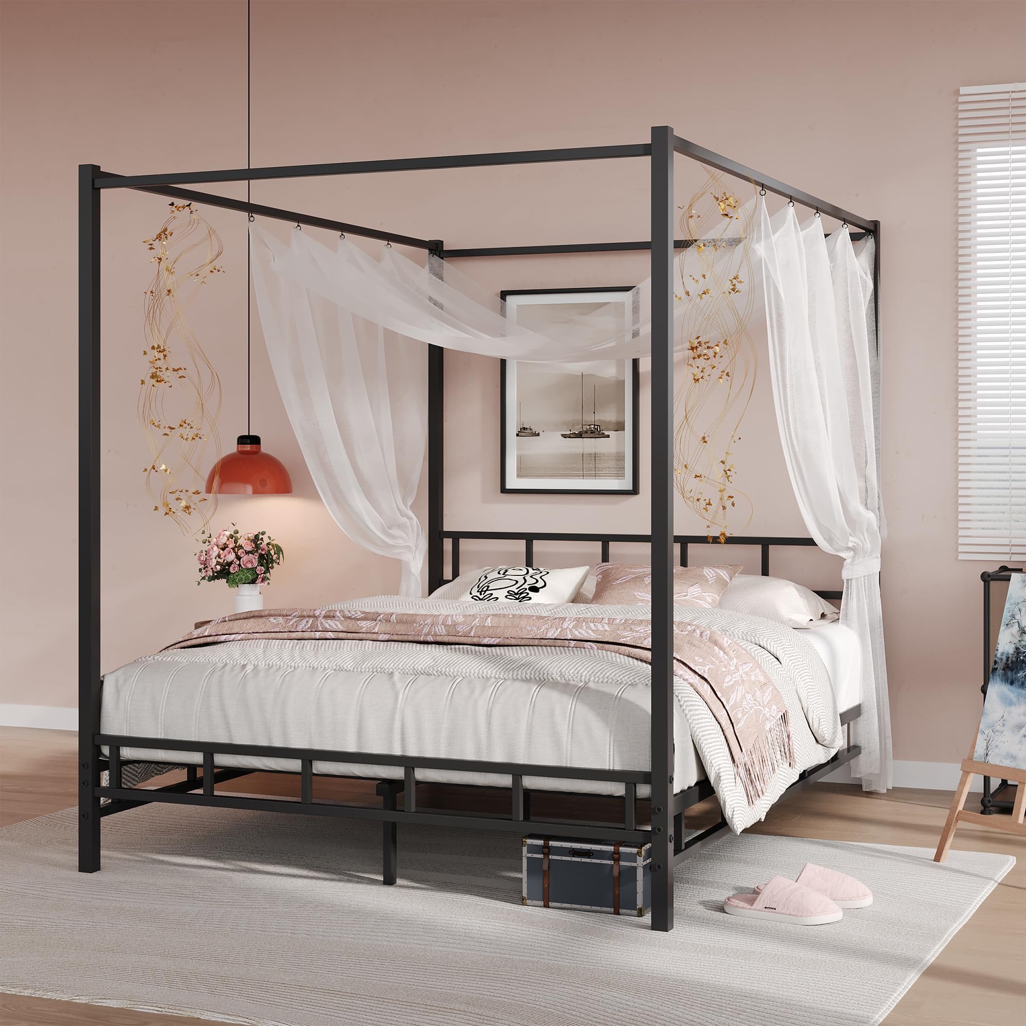 Bed Frame Full with Headboard and Footboard, Mattress Foundation Platform