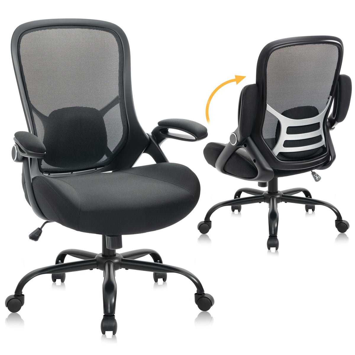 Heavy Duty Ergonomic Mesh Office Chair – 400 lbs, 5" Cushion, Adjustable Arms