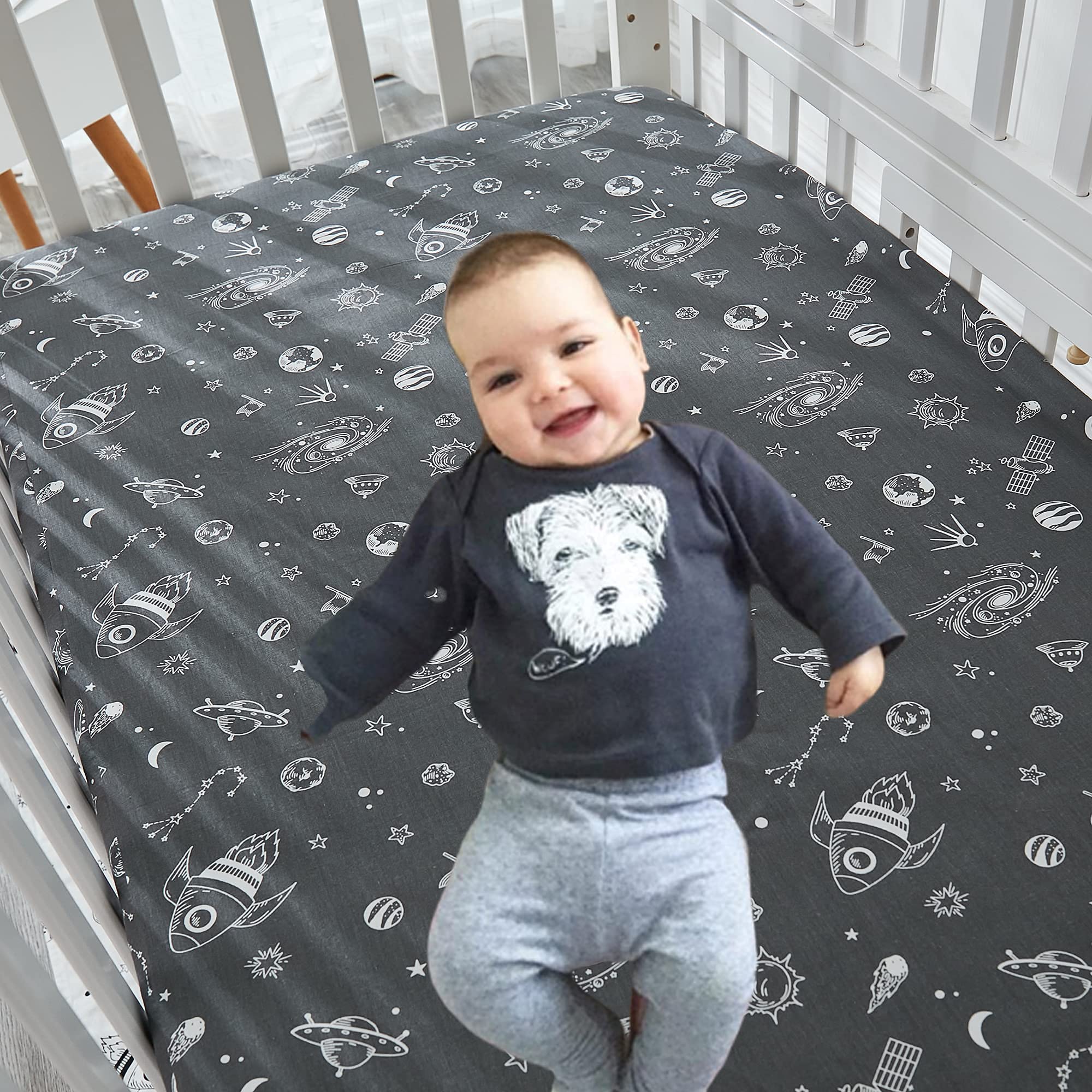 Milky Way Space Galaxy 3-Piece Baby Boy Girl Nursery Crib Bedding Set