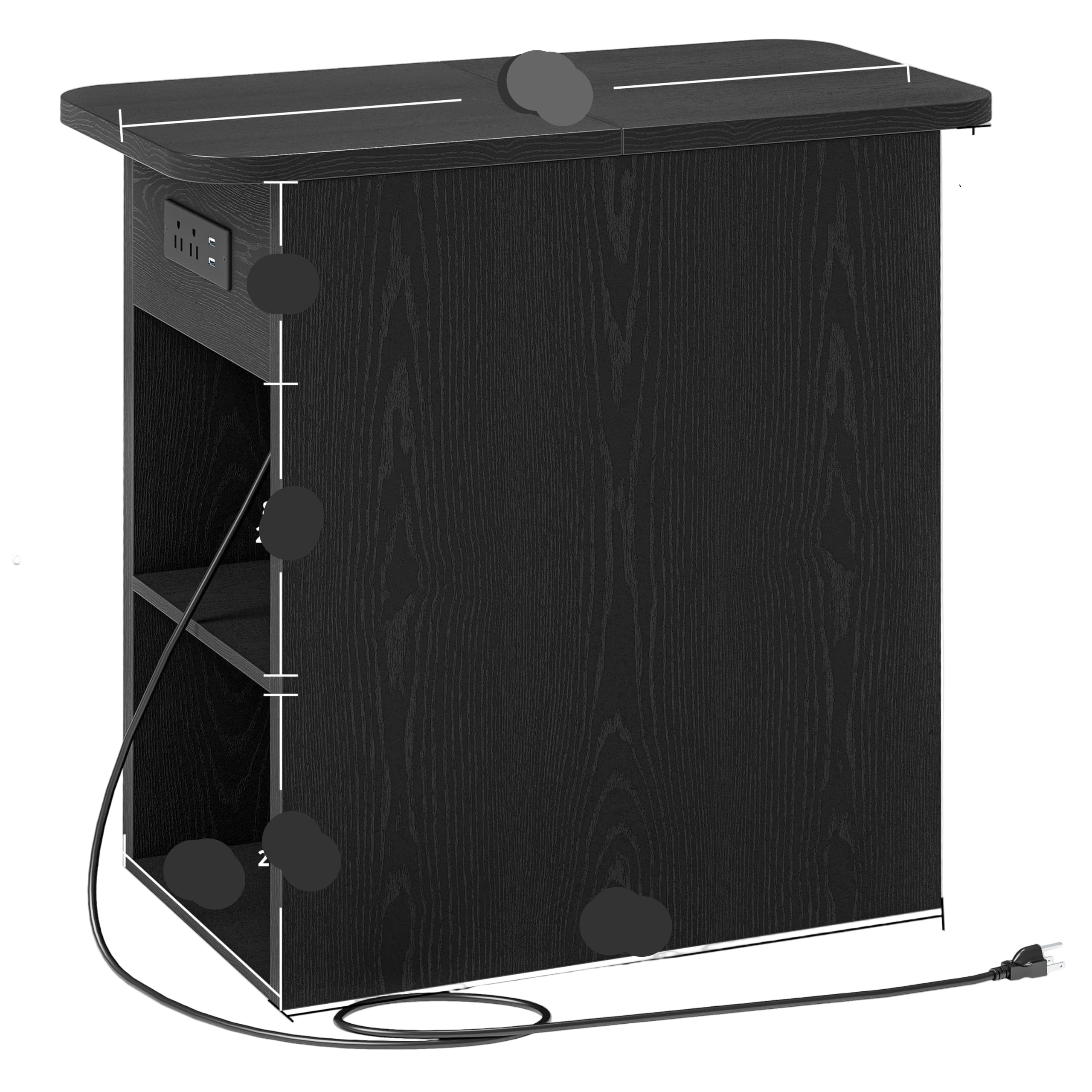 Small End Tables with Flip Top Storage and Plug for Living Room