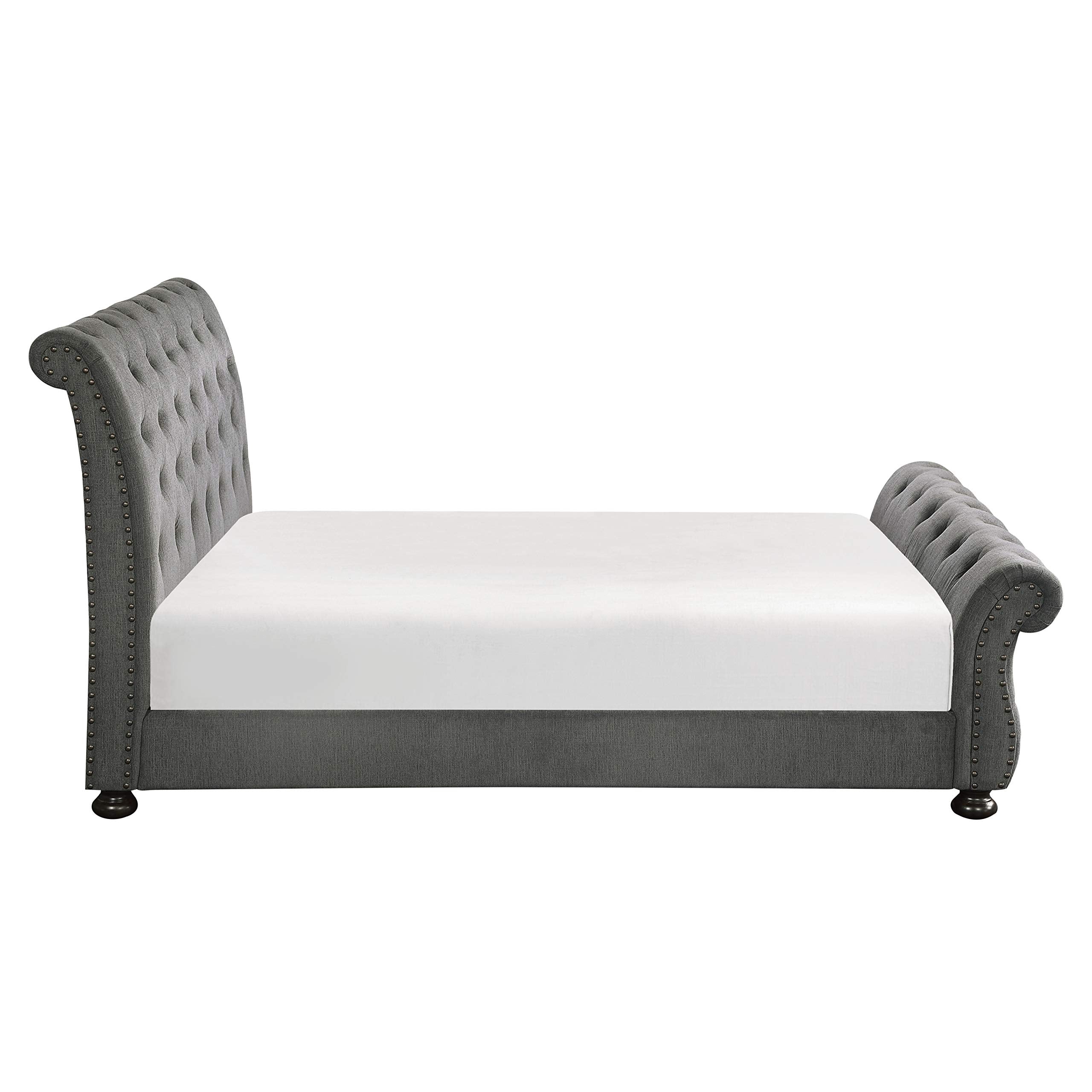 Nairne Upholstered Sleigh Bed, Queen, Dark Gray