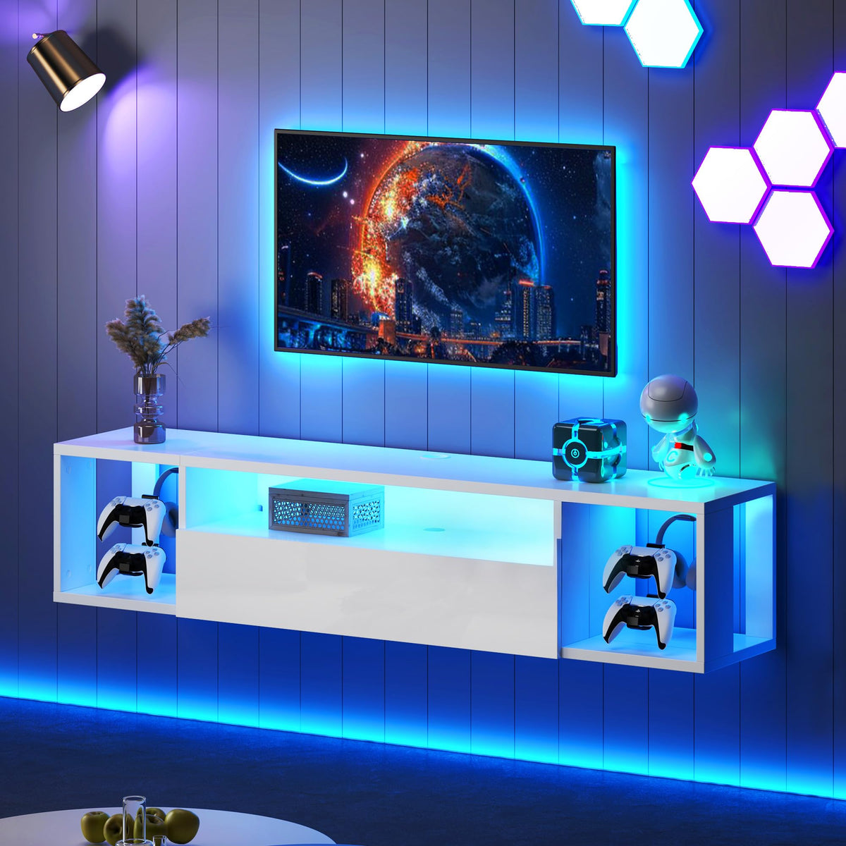 Wall Mounted Floating TV Stand with LED Lights