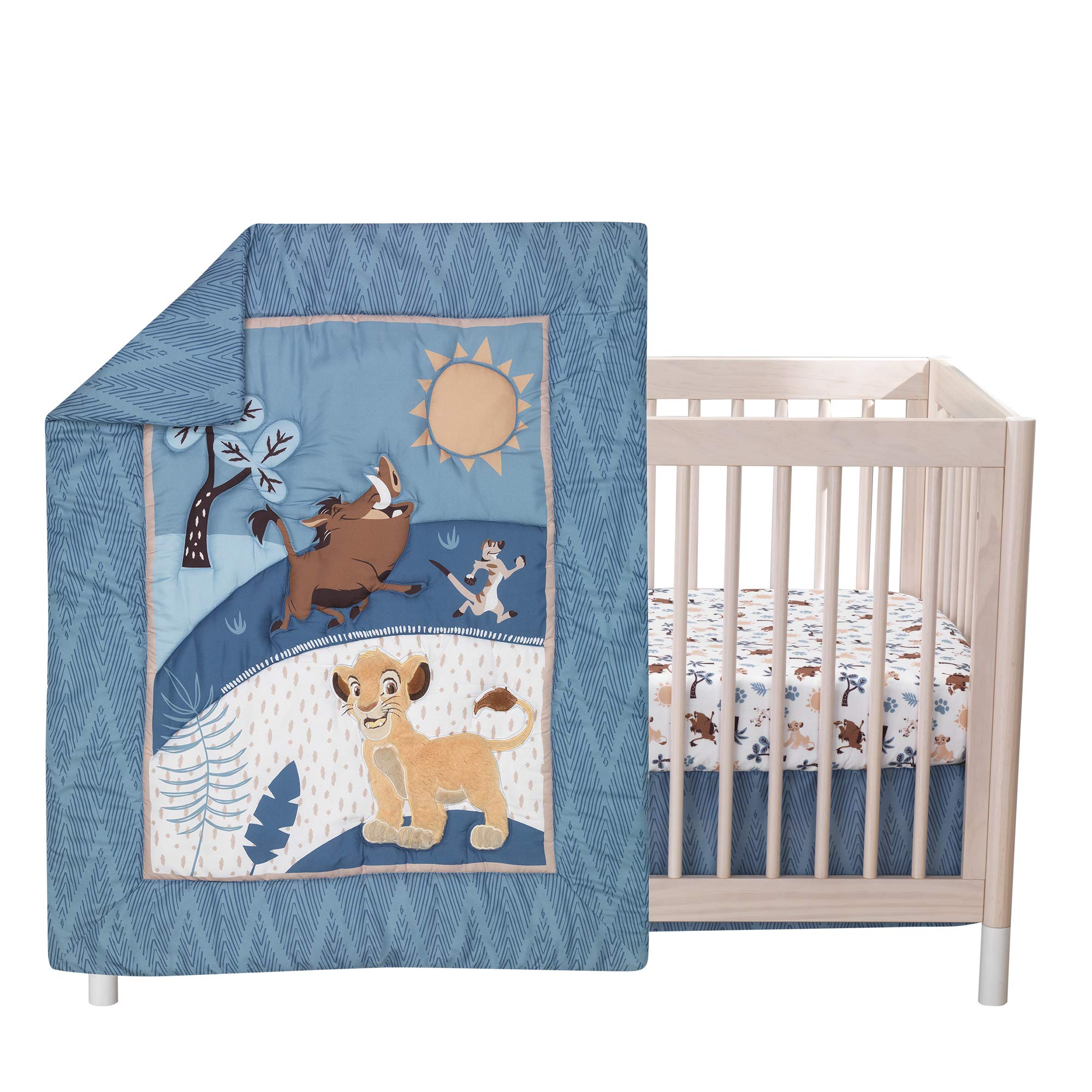 Lion King Adventure 3Piece Baby Crib Bedding Set, Blue
