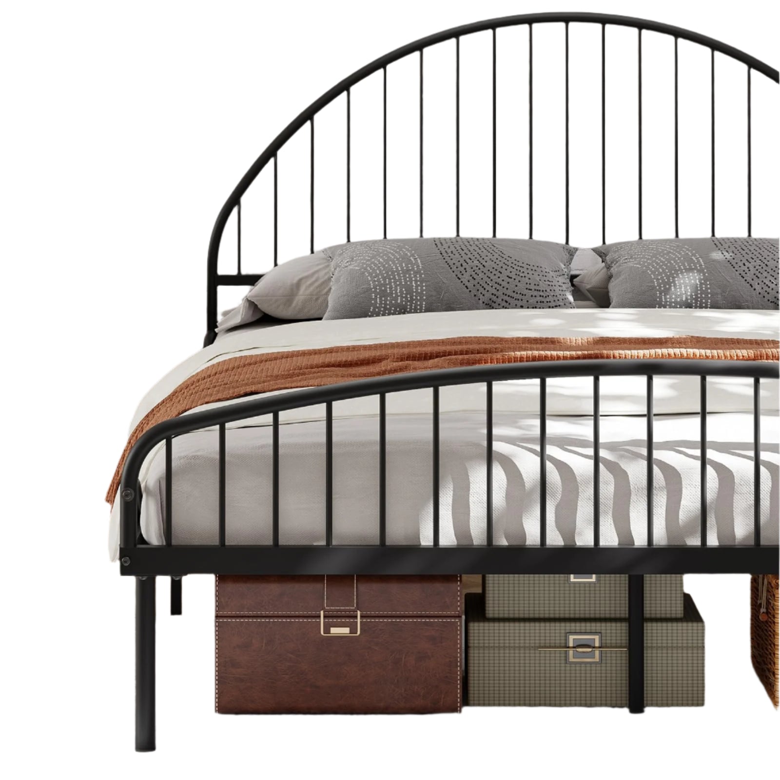Queen Size Metal Bed Frame, Vintage Platform Metal Queen Bed