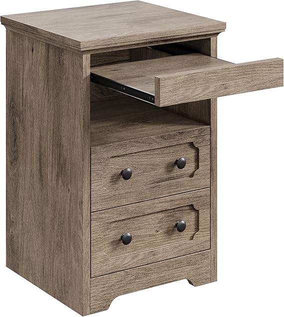Night Stand, Modern Bedside Table with 2 Drawers, Open Shelf
