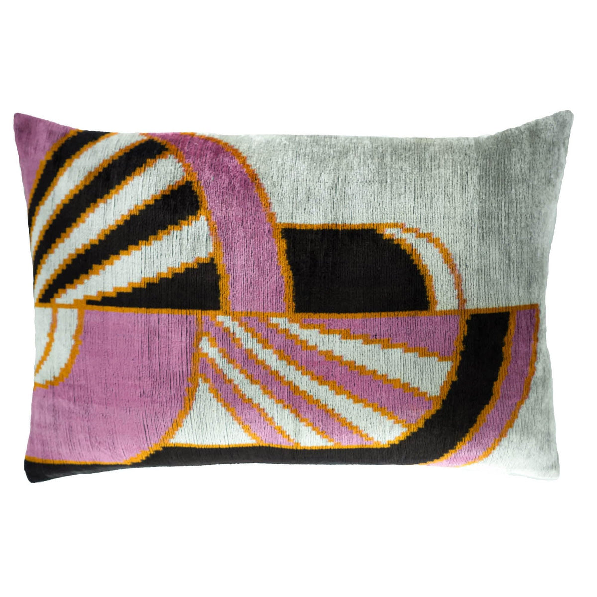 Silk Velvet Ikat Lumbar Throw Pillow Cover 16x24