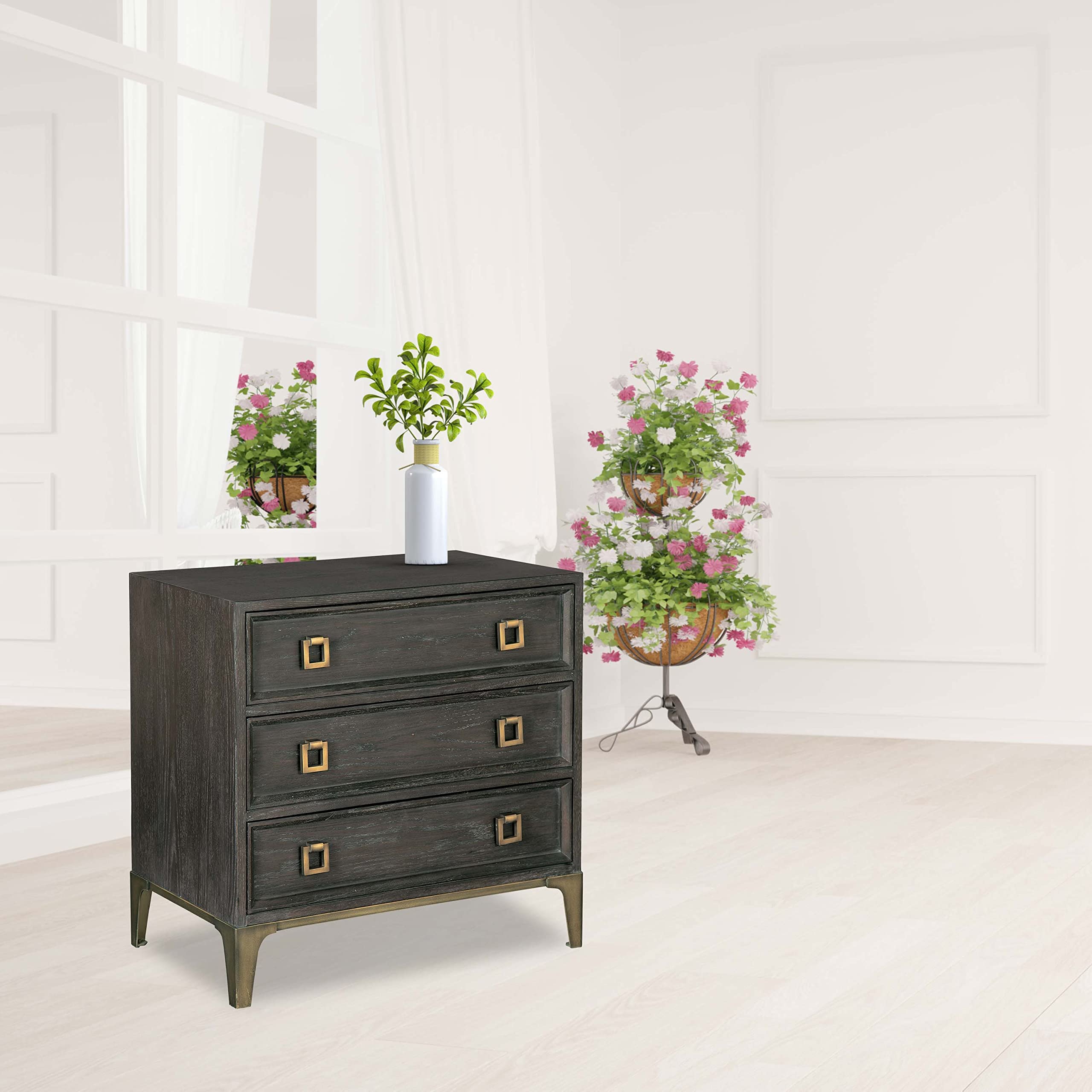 Furniture Doral Triple Night Stand – Doral Finish, 3 Storage Drawers