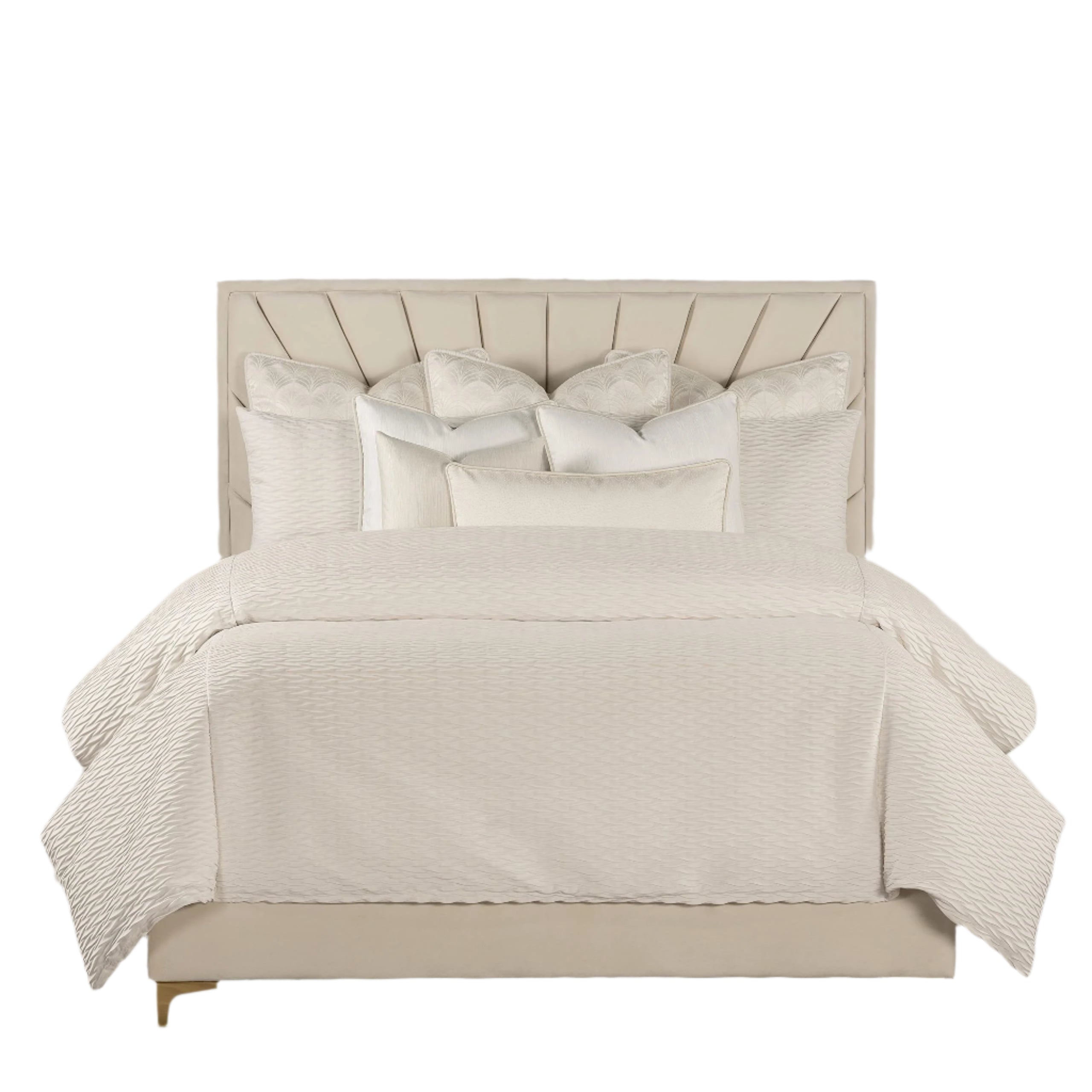 The Great Gatsby Velvet Wave Pleated Duvet & Insert Set Ivory California