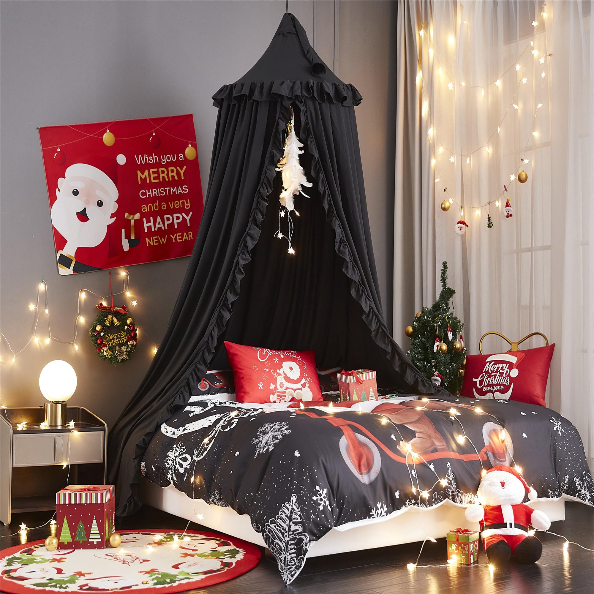 Bed Canopy for Girls Kids,Princess Round Dome Children Dreamy Mosquito Net