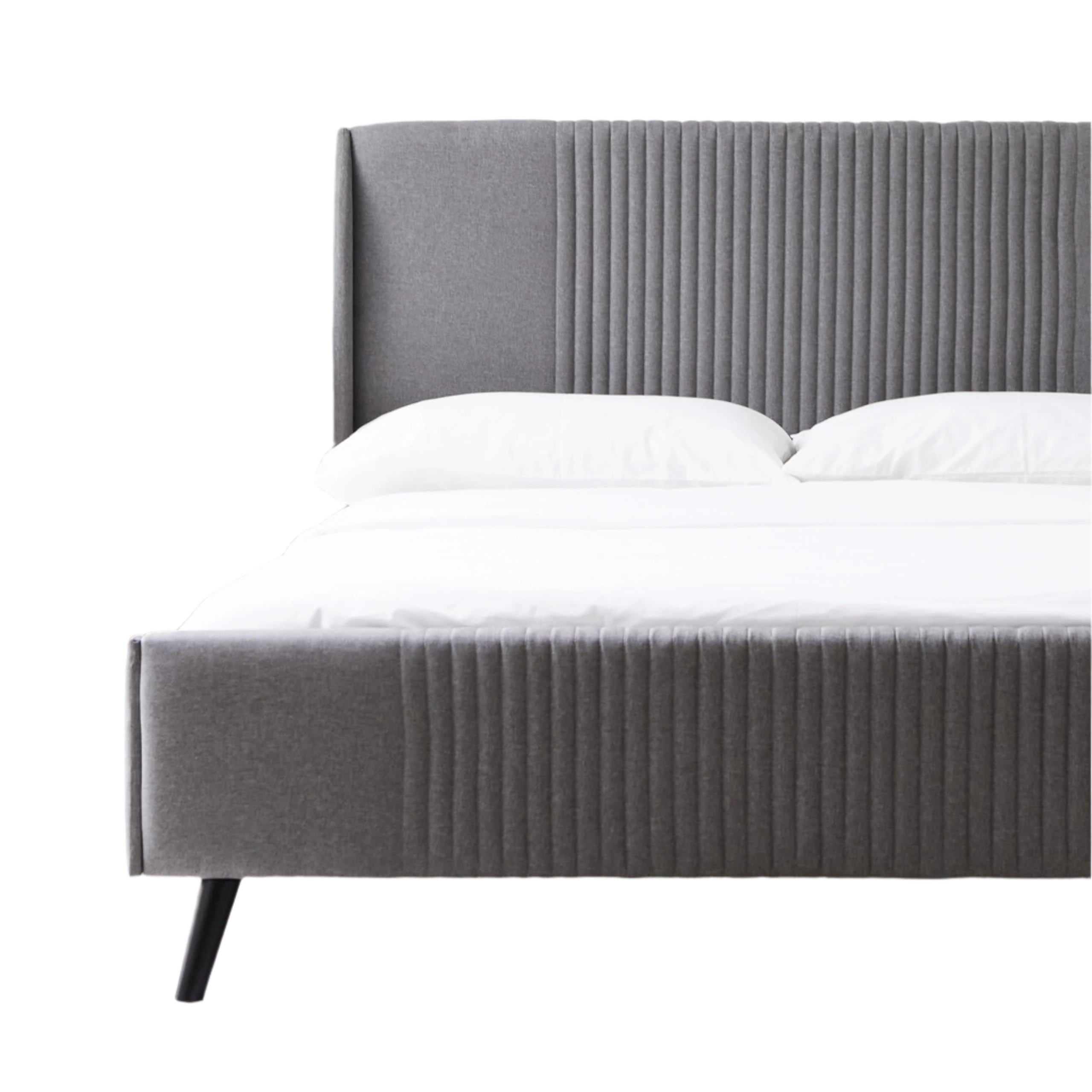 Sunset Full Size Wingback Platform Bed, Fabric Upholstered Full Bed Frame