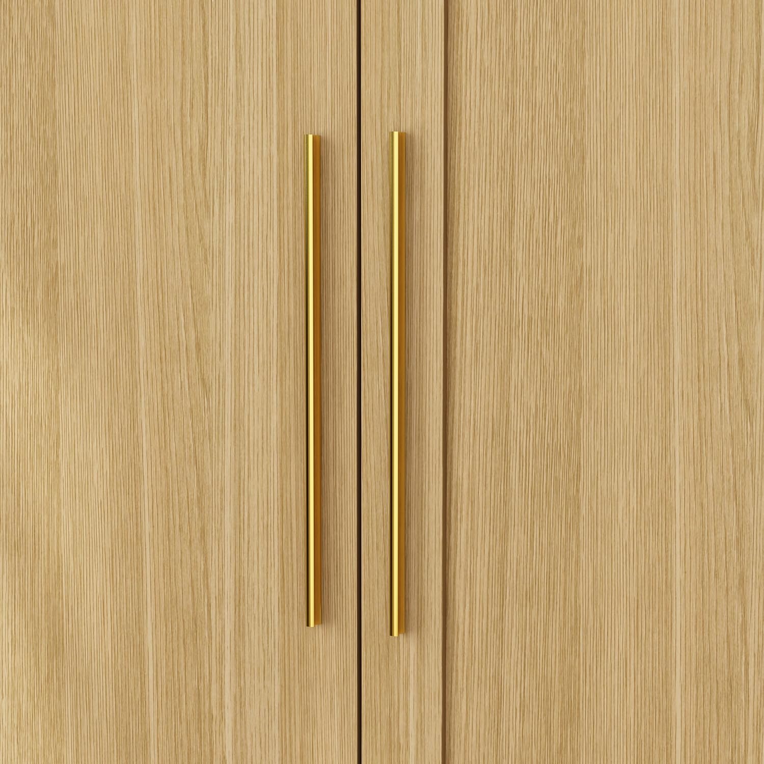 Wardrobe Closet with Mirror, 3 Door Wardrobe with Hanging Rod